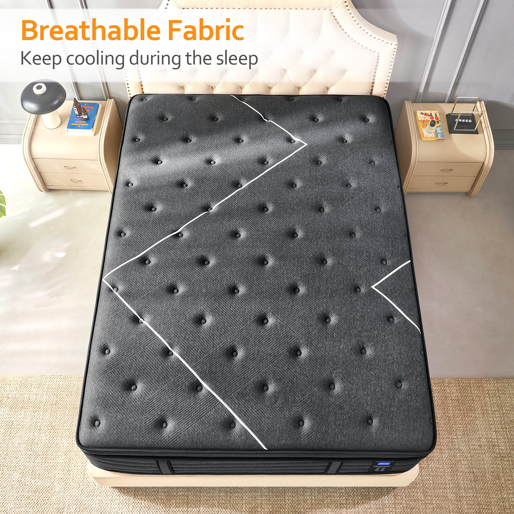 HEKKEYLA 14 Inch Extra Firm Hybrid Twin Mattress, Cooling Gel Memory Foam with Motion Isolation and Edge Support (Twin, 14 in) ibhq2