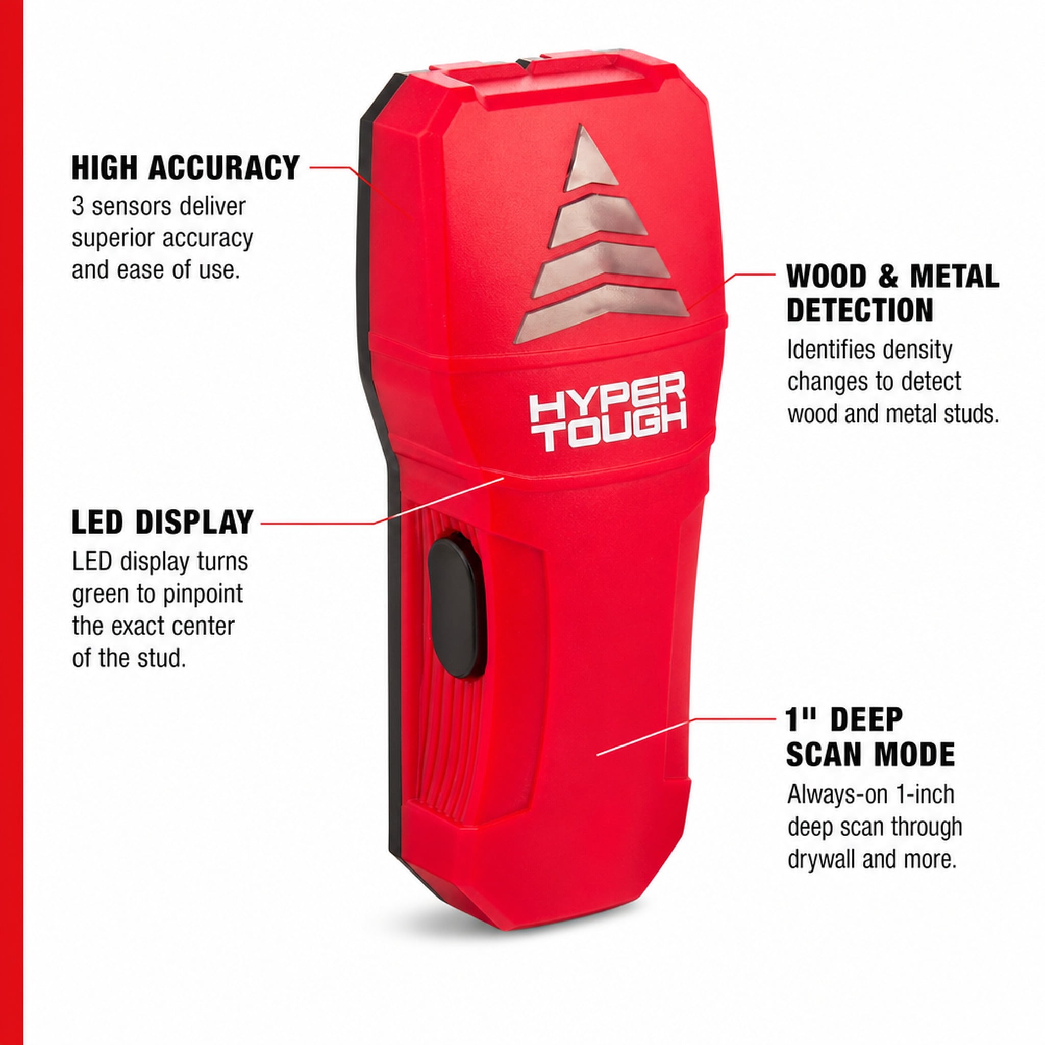 Hyper Tough 3-Sensor LED Electronic Stud Finder (1 in Detection Depth) 1wsn4