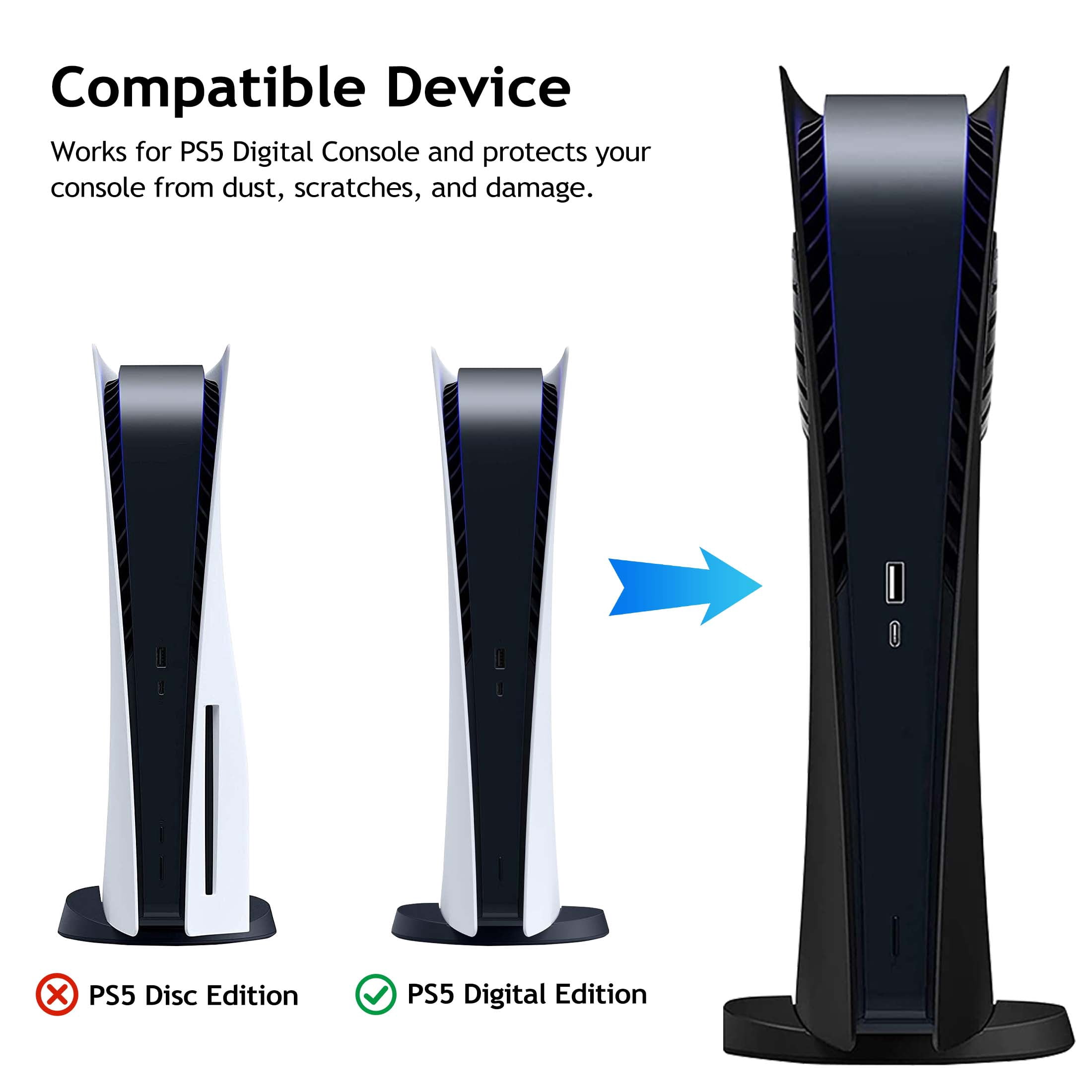 SIXGOLDHUA PS5 Digital Edition Faceplate Cover with Cooling Vents and Dust Filter (Black, 1 Set) j8j1m
