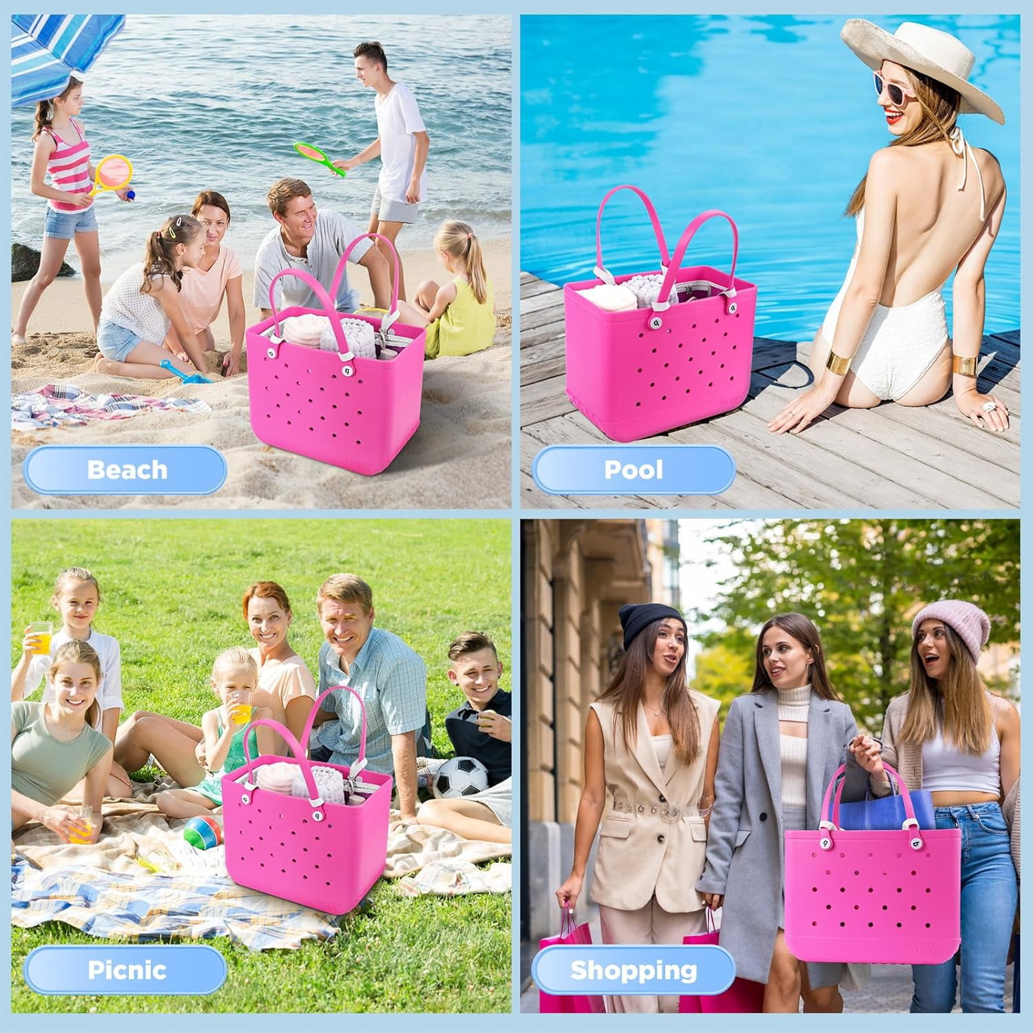 CASA DHG Mesh Insert Organizer Pouch for Large Beach Tote Bags (Red, 12 in x 9 in) o9jed