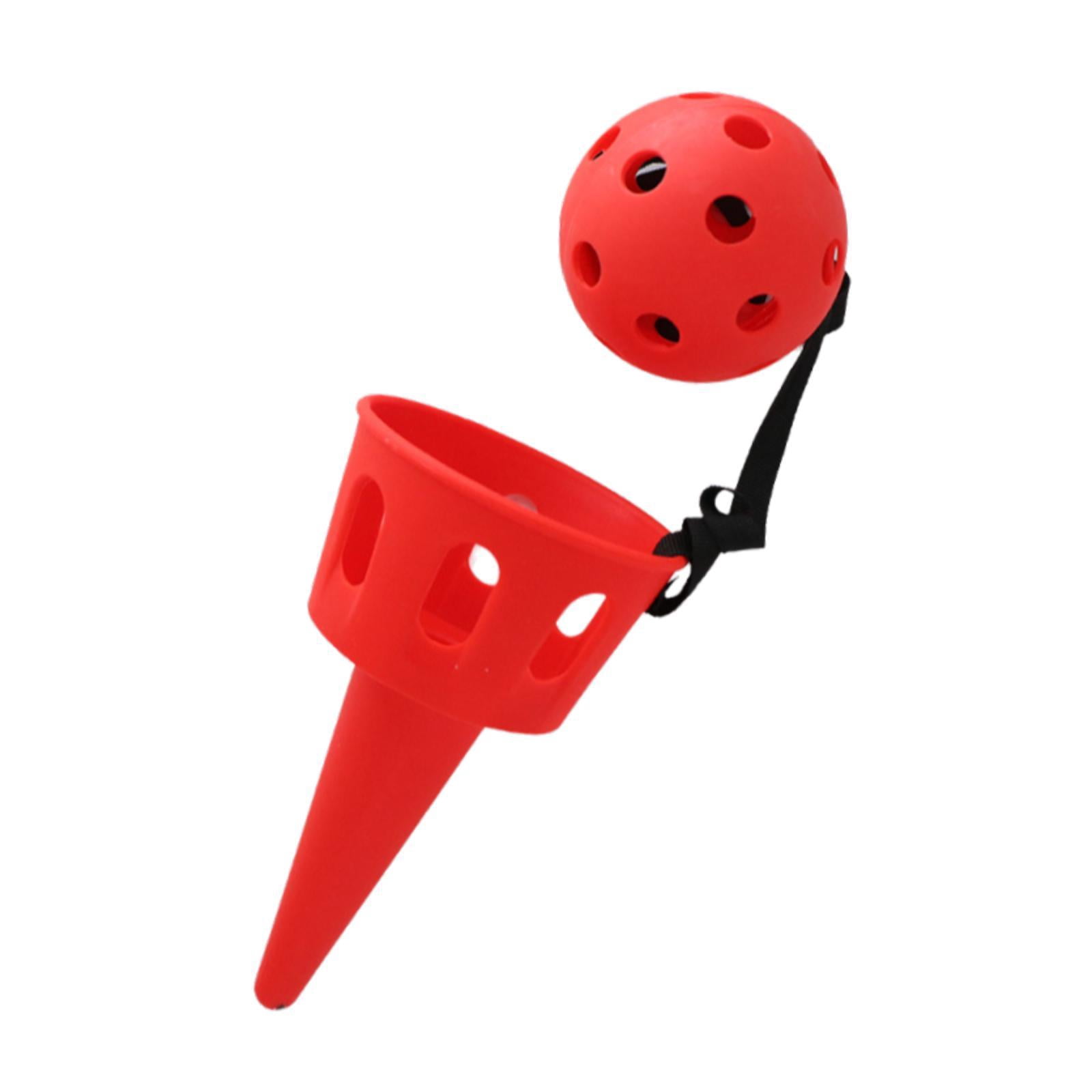 HILABEE Catching Ball Game Launcher Set, Interactive Outdoor Backyard Toy for Kids and Adults (Red, 6.5 in) ty3tb