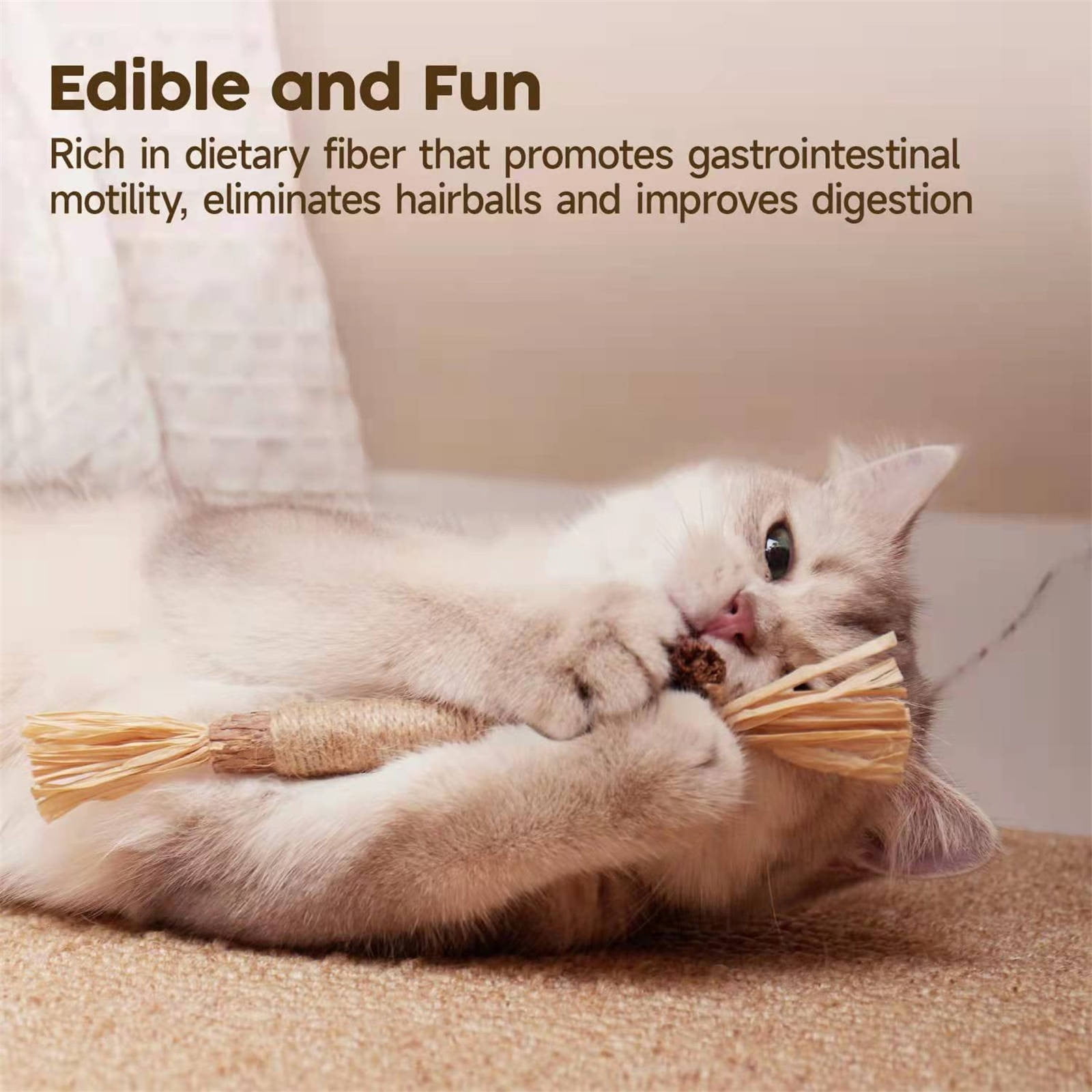 Holloyiver Natural Silvervine Sticks Cat Dental Chew Toy for Teeth Cleaning (5 Pack) 7k8vc
