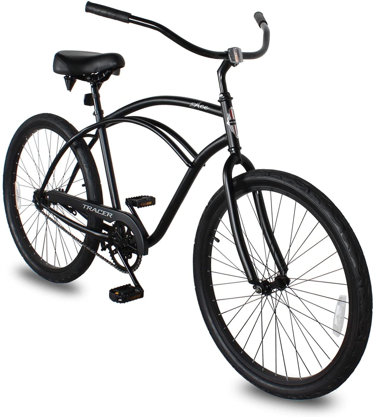 Wonder Wheels 26 in. Beach Cruiser Single Speed Bicycle (Matte Black, 26 in.) ouezi