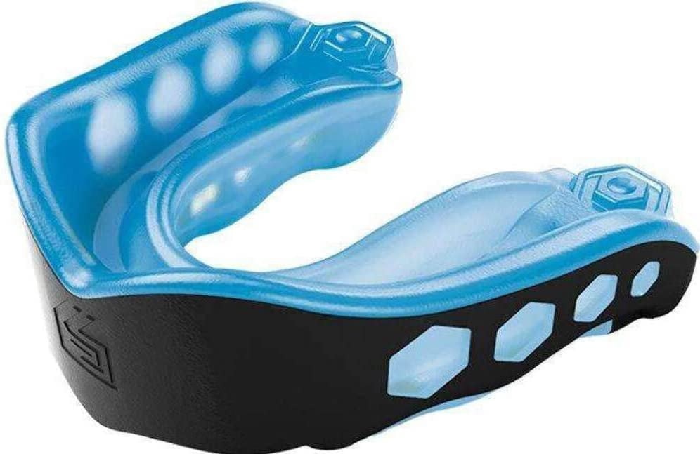 Shock Doctor Gel Max Mouthguard Heavy-Duty Impact Protection (Blue/Black, Adult) 5use8