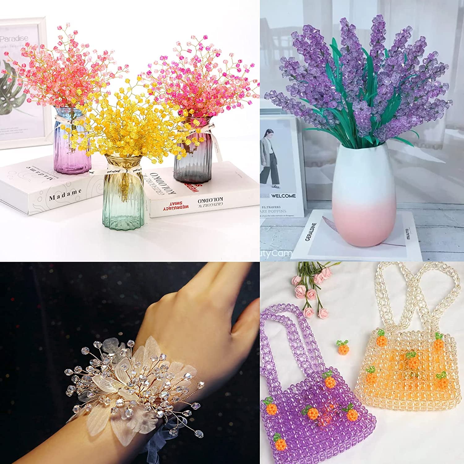 SUPERFINDINGS 720pcs Glass Beads for Jewelry Making, Round Craft Loose Beads for DIY Bracelets and Necklaces (Multi-Color, 8mm) si7ye