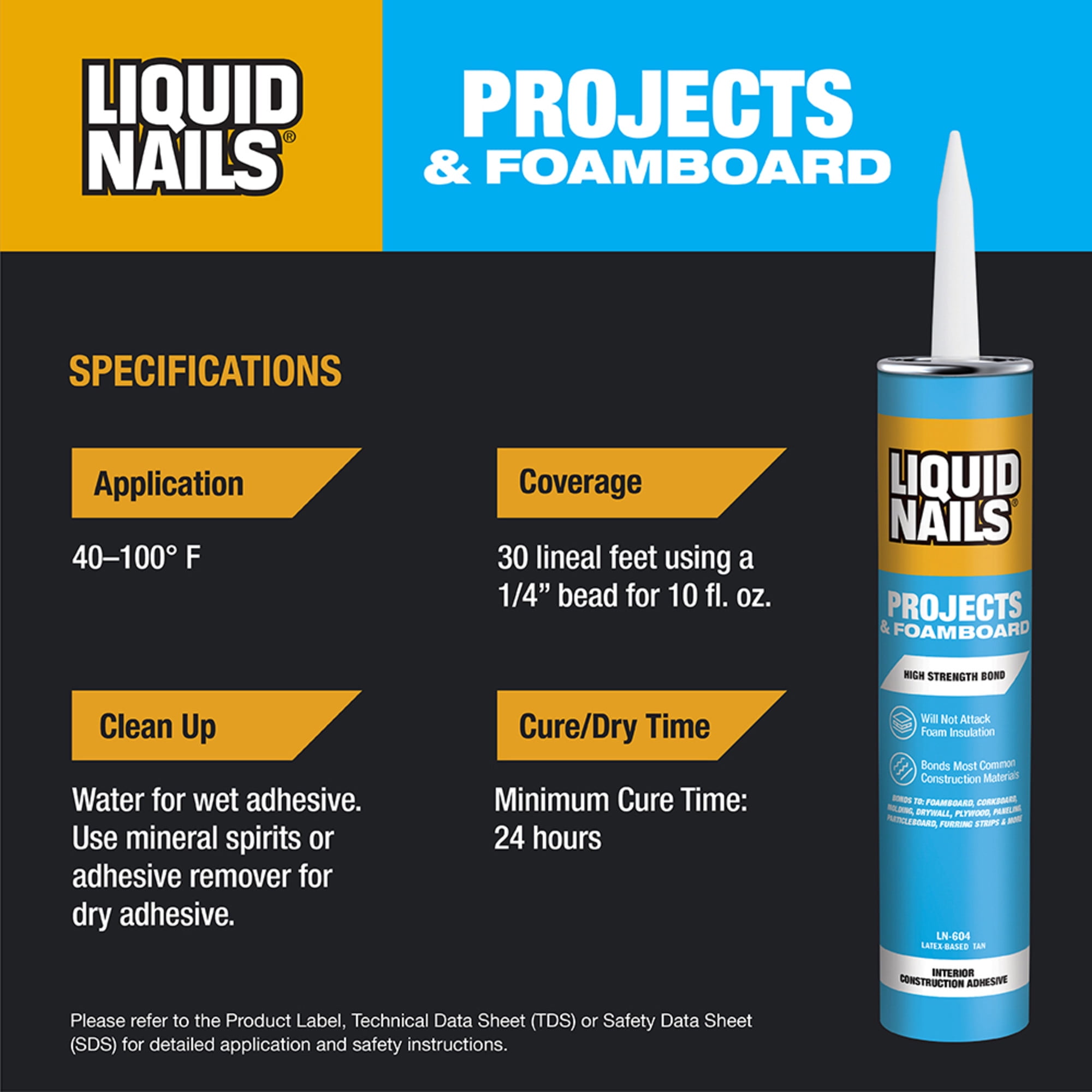 Liquid Nails Latex Projects Interior Adhesive for Foamboard and Building Materials (Off-White, 10 oz) 4gm9j