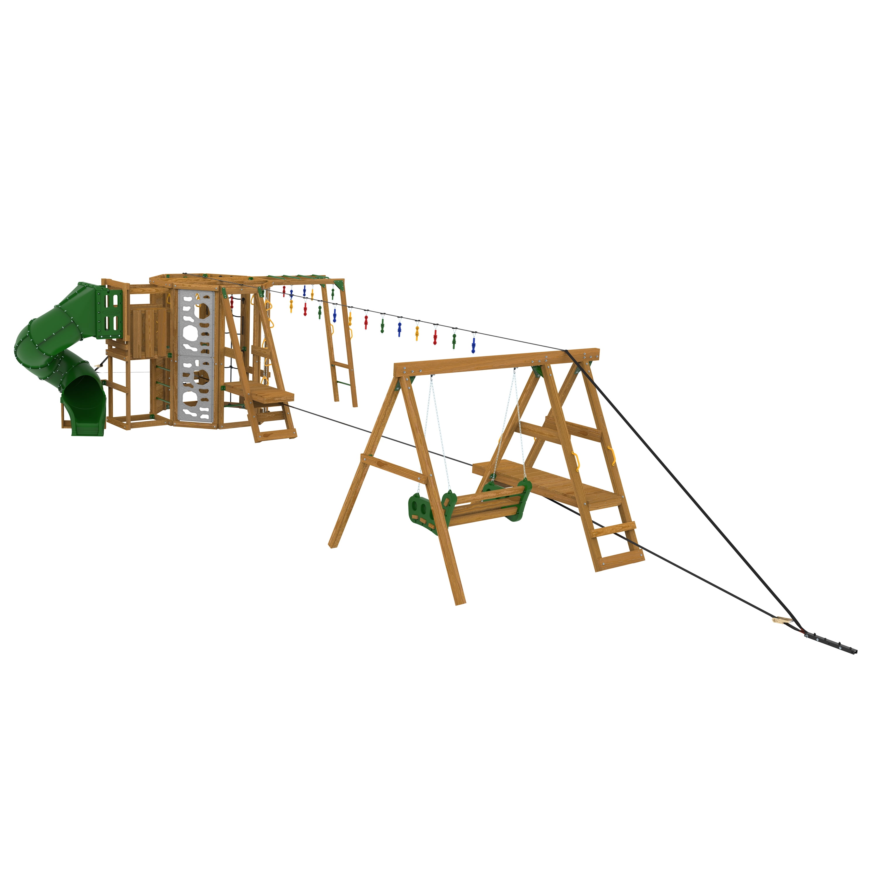 PlayStar Ninja Power Tower Outdoor Playset with Climbing Walls and Swing (Gold, 108 sq ft) hje3l