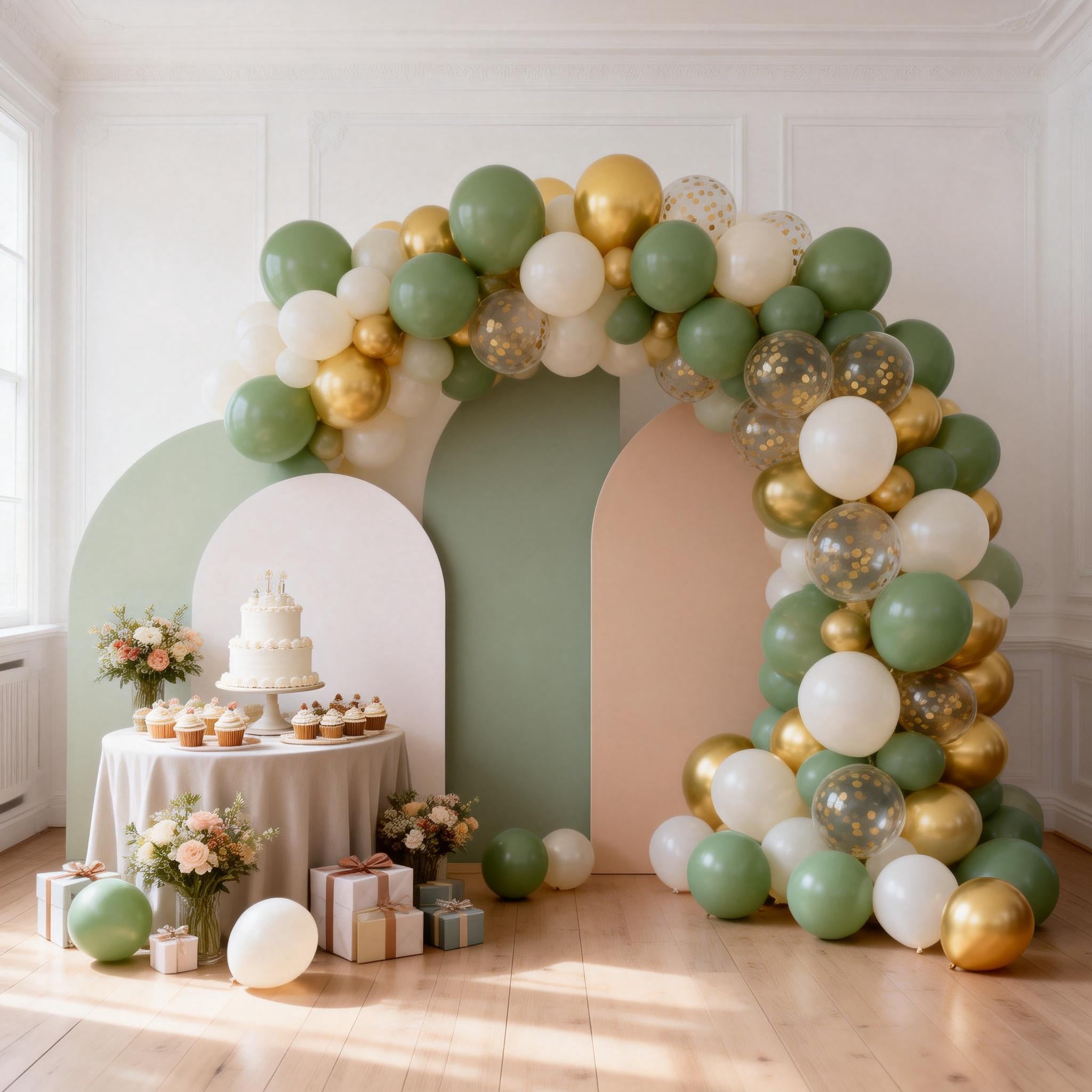 Qiameng Sage Green and Gold Balloon Arch Kit for Party Decorations (92 Pieces, 12 in) 8xlyt