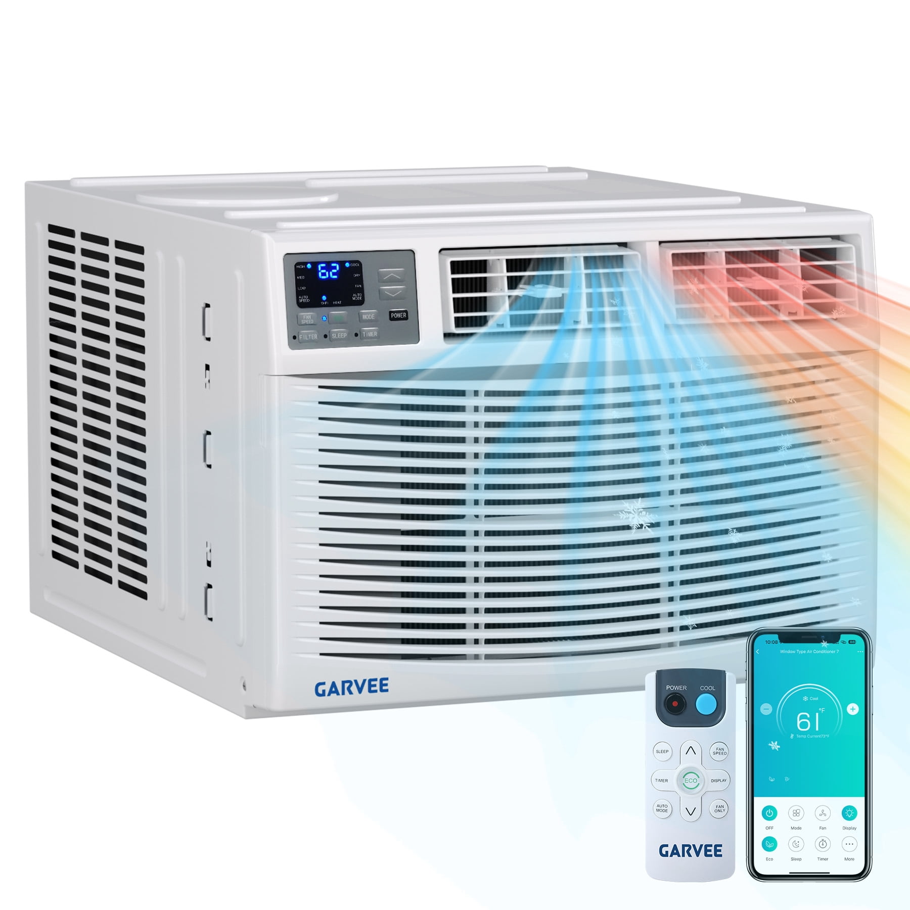 PYY 18000 BTU Smart WiFi Window Air Conditioner with Heating and Cooling (White, 400 sq ft) z00u0
