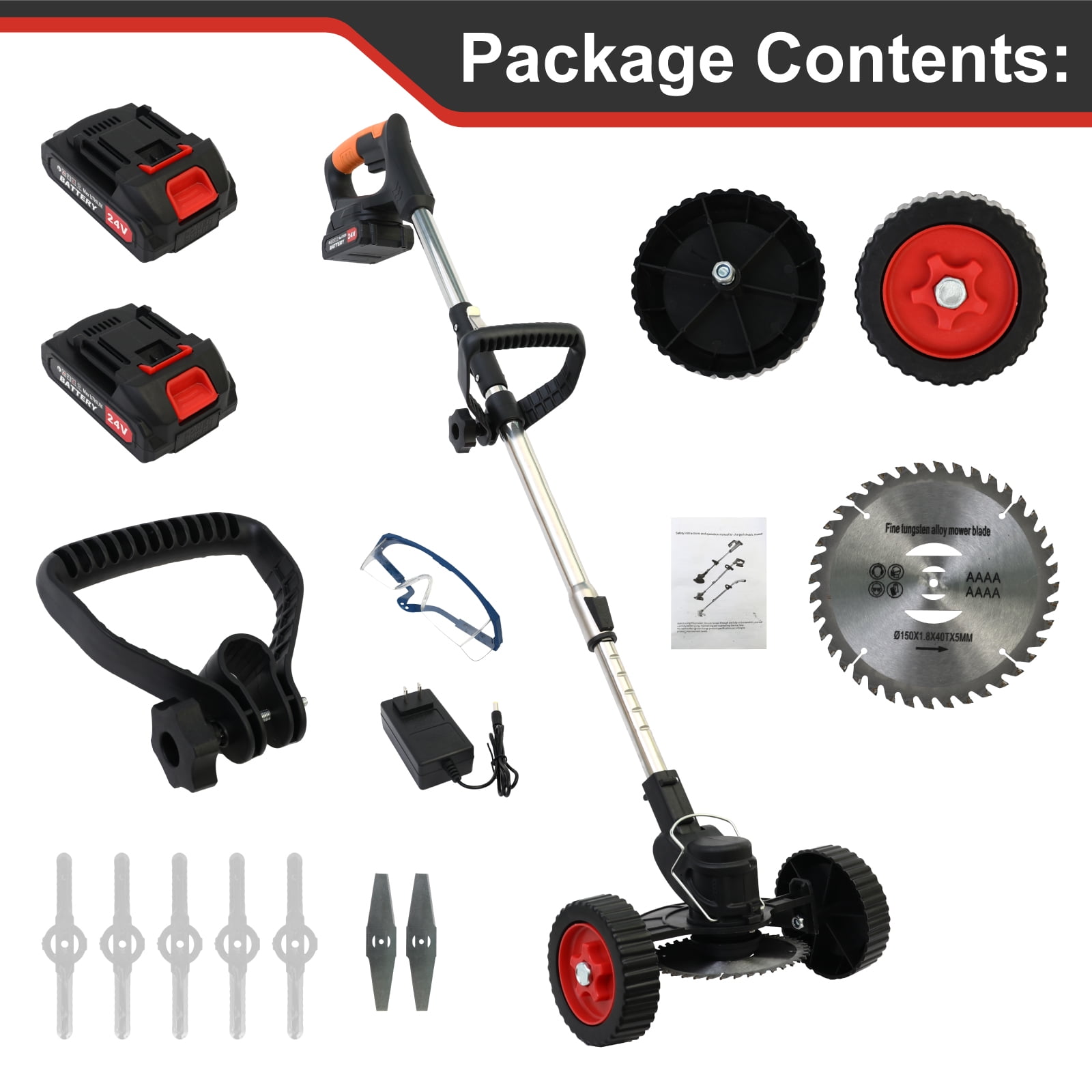 CATGOOD Cordless Electric Weed Trimmer with 2 Batteries (Black, 18000 RPM) faqp6