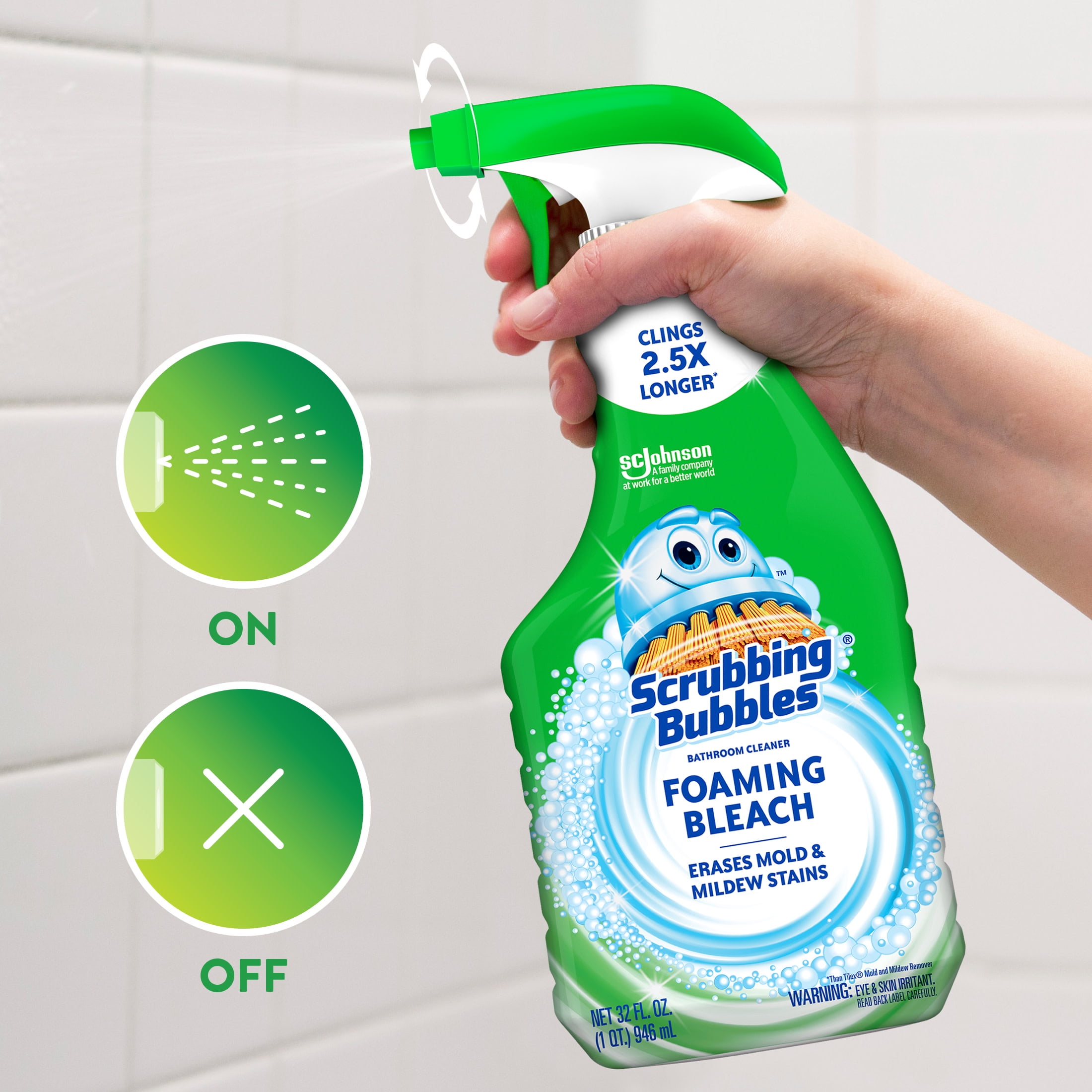 Scrubbing Bubbles Foaming Bleach Bathroom Cleaner, Deep Cleaning Power for Tile and Grout (Fresh Scent, 32 oz) ea3qs