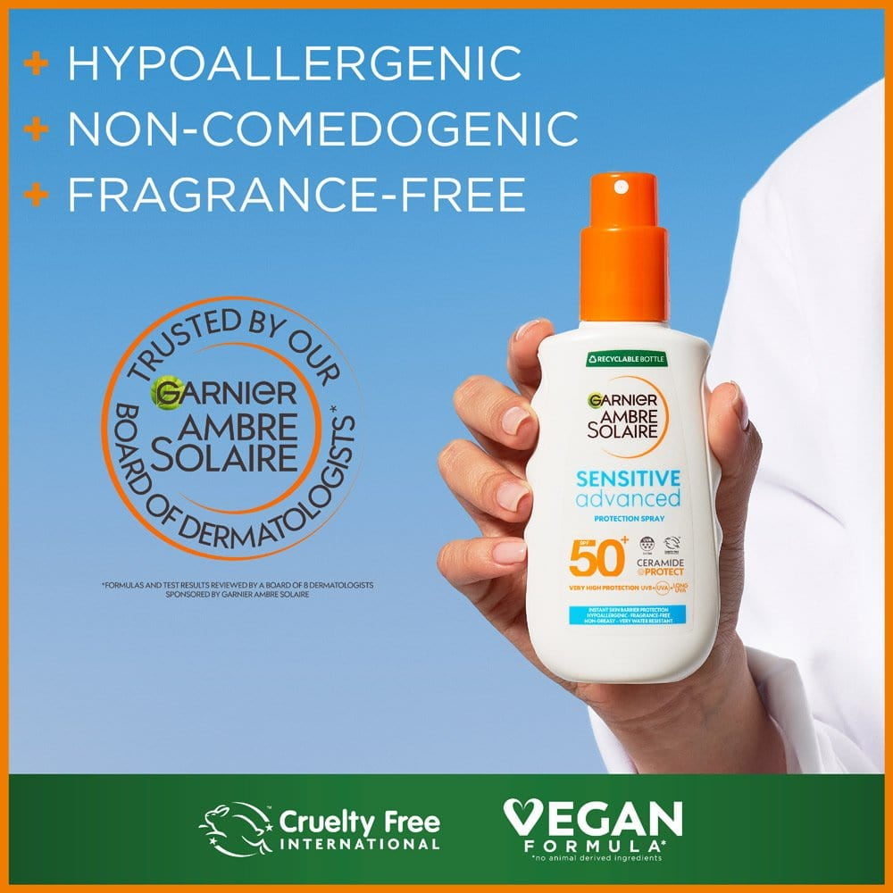 Garnier Ambre Solaire Sensitive Advanced Sun Protection Spray (SPF 50+, 5.07 fl oz) vvltd