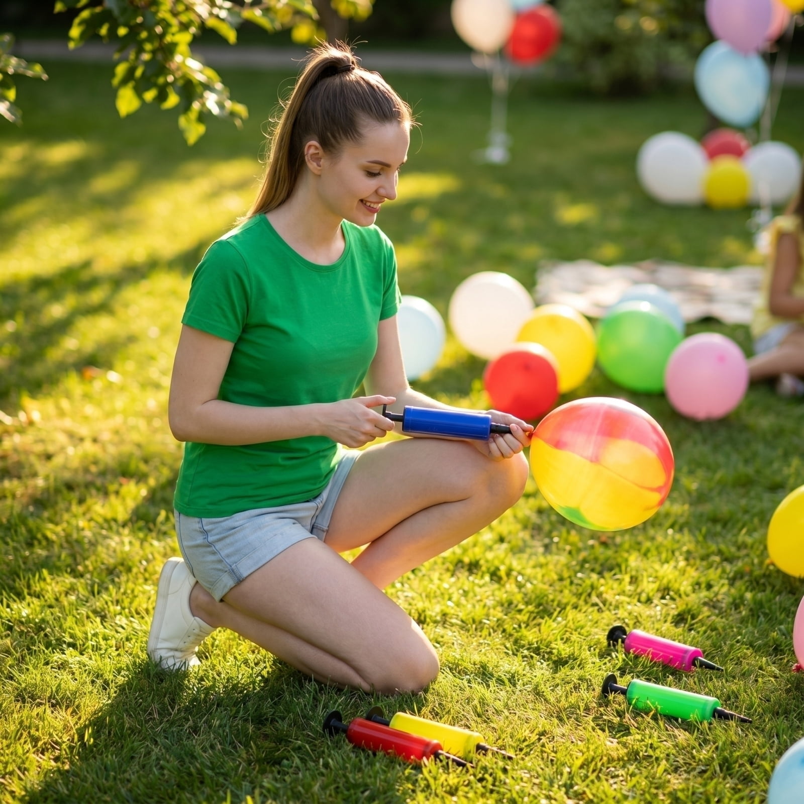 Kazooa Handheld Balloon Air Pump Manual Inflator for Party Decorations (7.1 in) eyg68