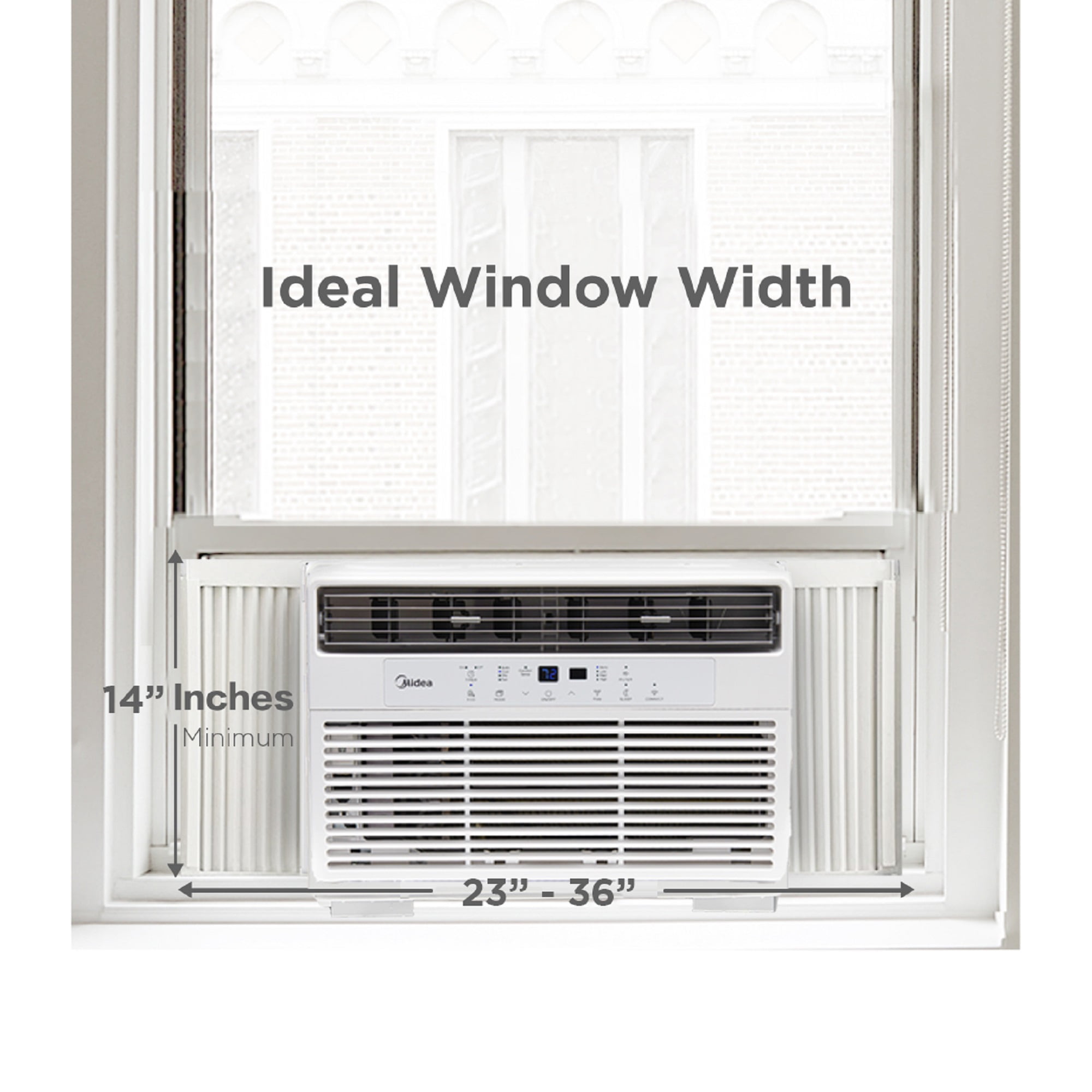 Midea 8,000 BTU Smart Window Air Conditioner with Comfort Sense Remote (White, 350 Sq. ft.) 9zpng