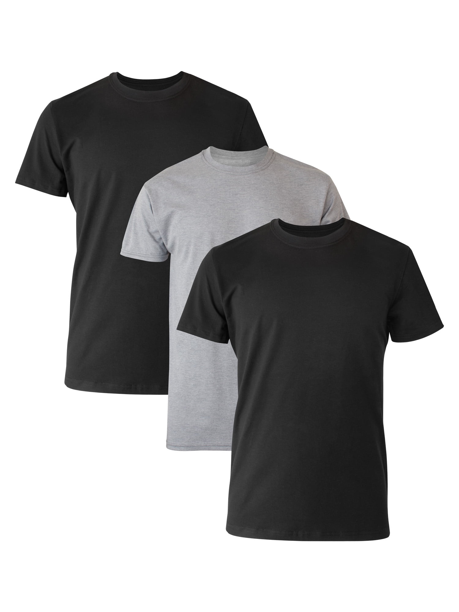 Hanes Men's Comfort Fit Undershirt, Ultra Soft Cotton Blend Crew Neck, Moisture-Wicking (Black/Grey, 3-Pack, M) q1lhf