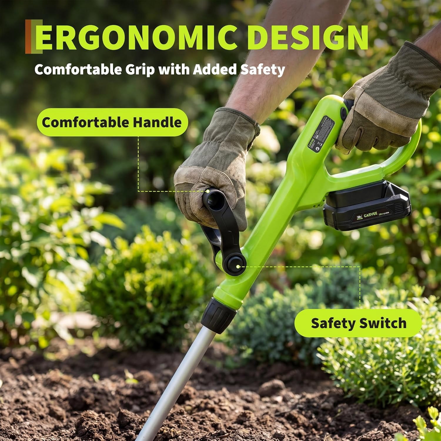 PIONEERWORKS 20V Cordless Electric Garden Tiller, Lightweight Cultivator for Soil Aeration (Green, 8.8 lb) pbgal