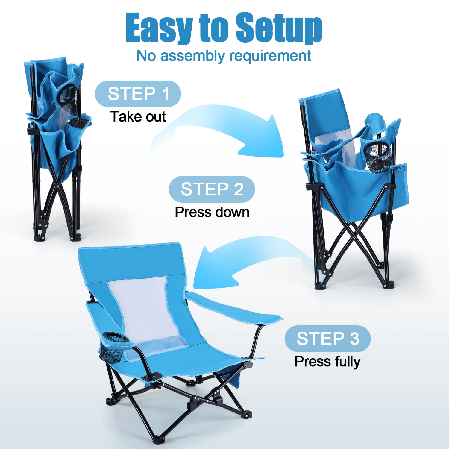 Walchoice Folding Beach Chair with Adjustable Umbrella (2 Pack, Blue, 30.7 in Wide Seat) nd0as