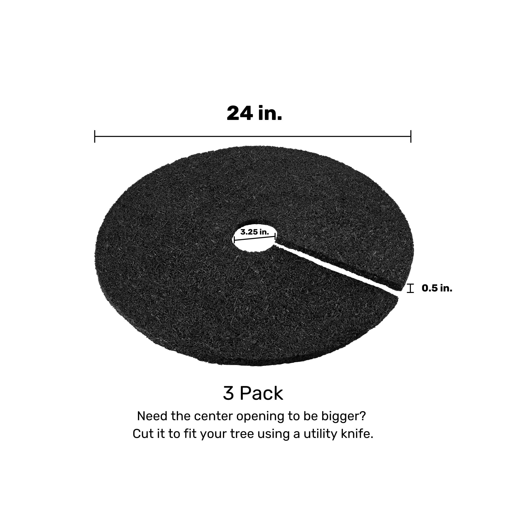 GroundSmart Rubber Mulch Tree Ring, Weed Barrier and Erosion Control (Black, 24 in, 3 Pack) hm03l
