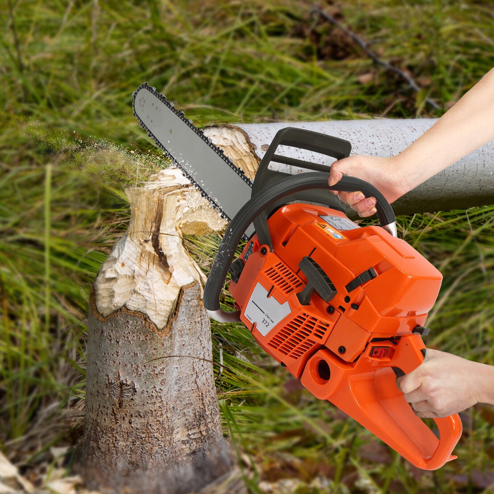 Generic 24 in 72CC Gas Chainsaw High-Power Wood Cutting Tool (Orange, 24 in) fldkm