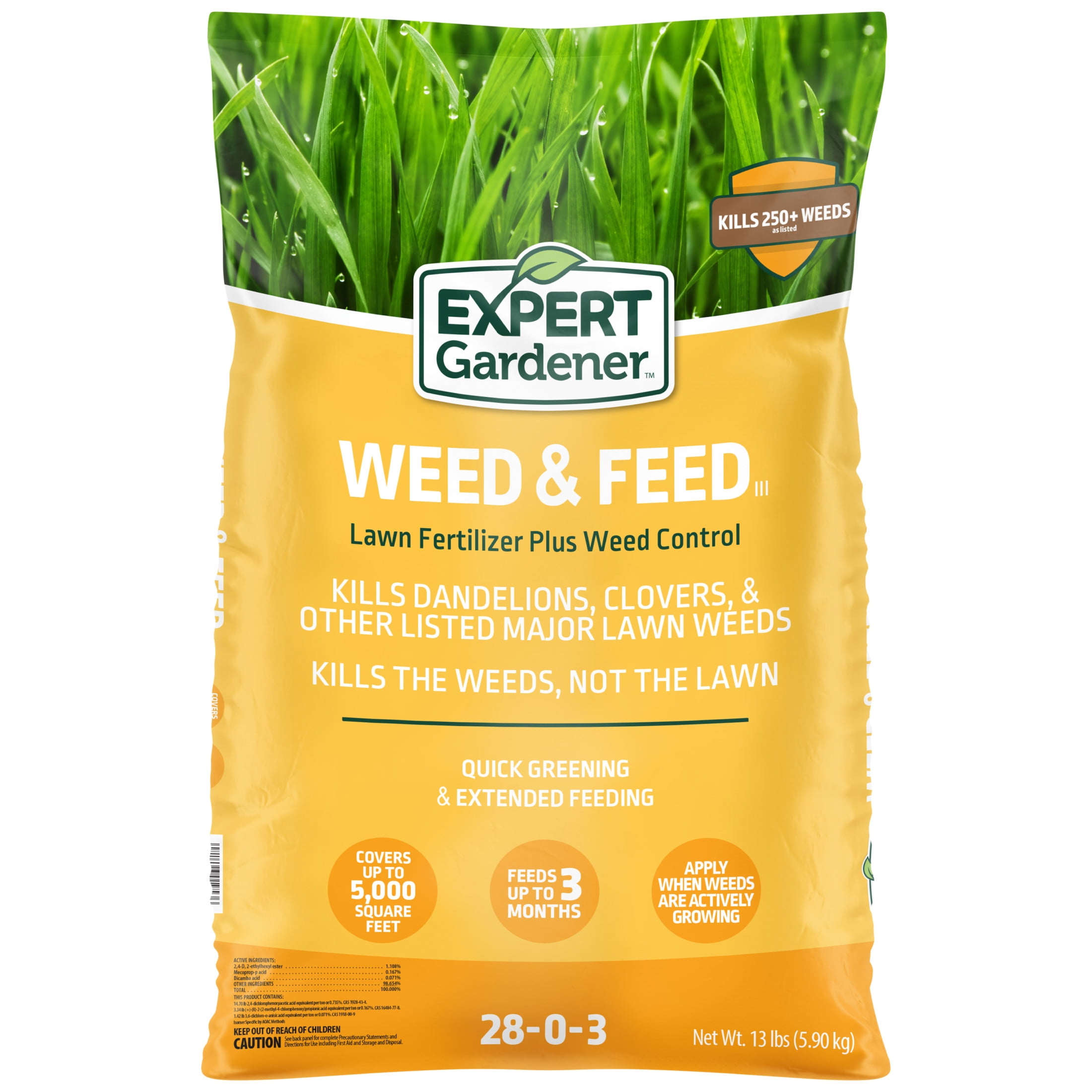 Expert Gardener Weed and Feed Fertilizer 28-0-3, Lawn Care Treatment (13.2 lb) m57c0