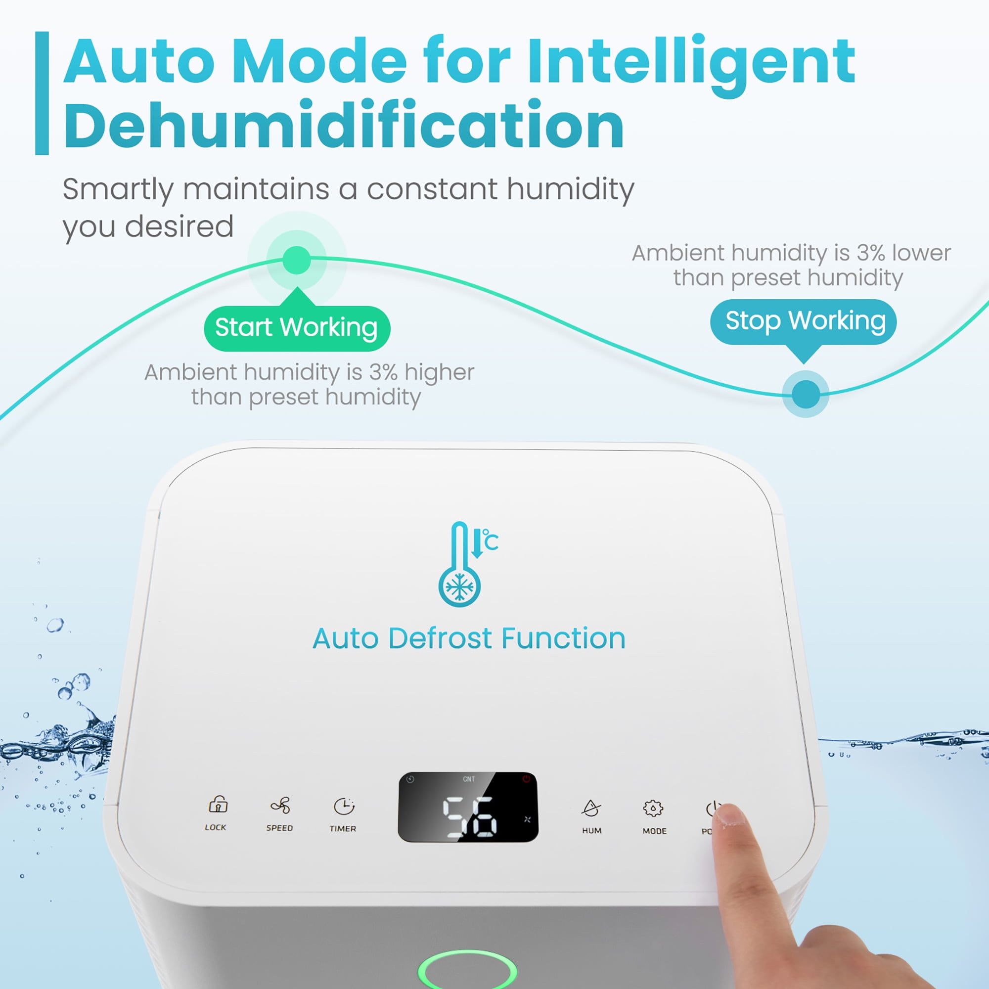 Costway Dehumidifier for Home and Basement with Auto Defrost and Timer (White, 9-Pint DOE) ldw9u