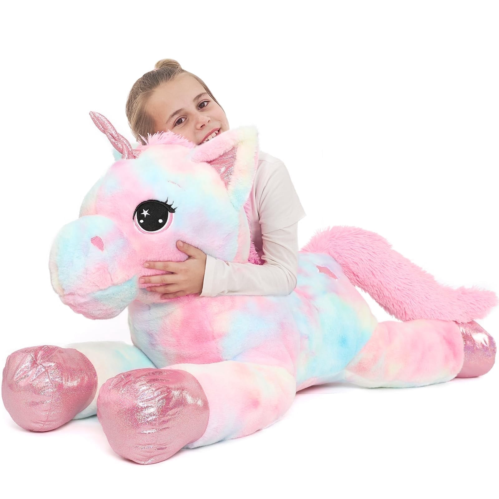 MaoGoLan Giant Unicorn Stuffed Animal Plush Toy, Soft Huggable Pillow for Kids (Pink, 43 in) d1549