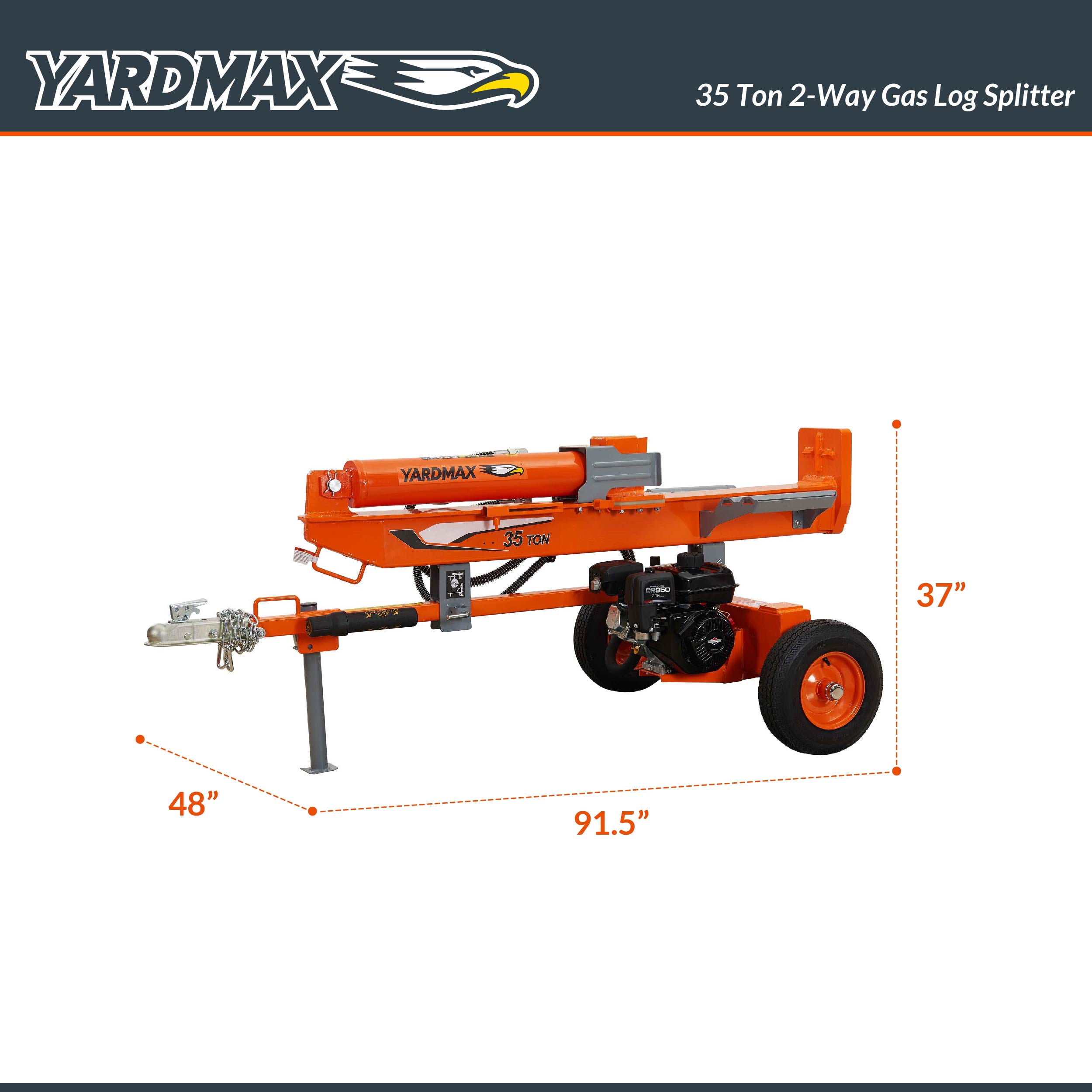 Yardmax 35 Ton Gas Log Splitter with Briggs & Stratton Engine (Orange, 26.5 in) cpqez