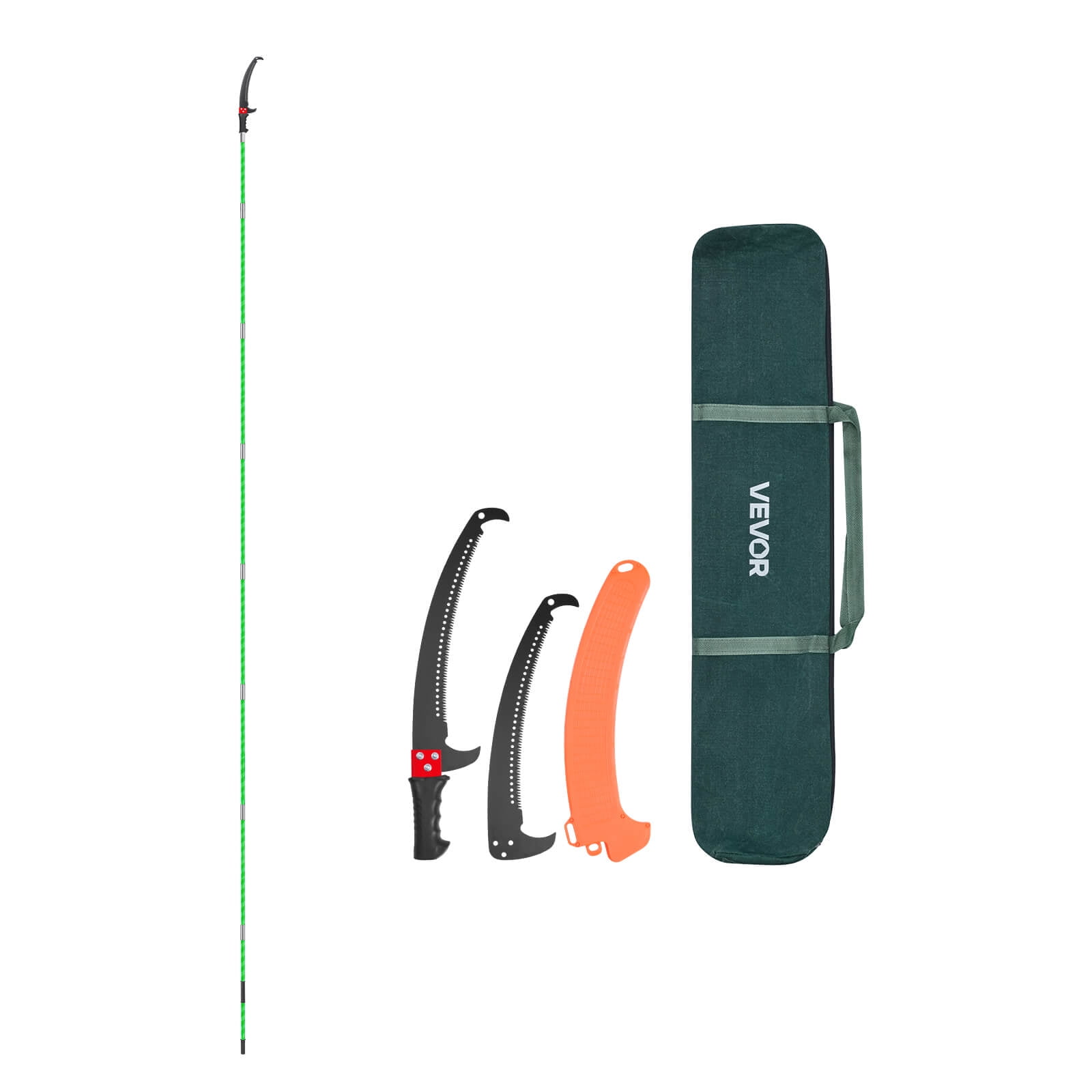 VEVOR Manual Pole Saw, Extendable Tree Pruner with 65Mn Steel Blade, Lightweight Fiberglass Handle for High Branch Trimming (27 ft) tbxjr