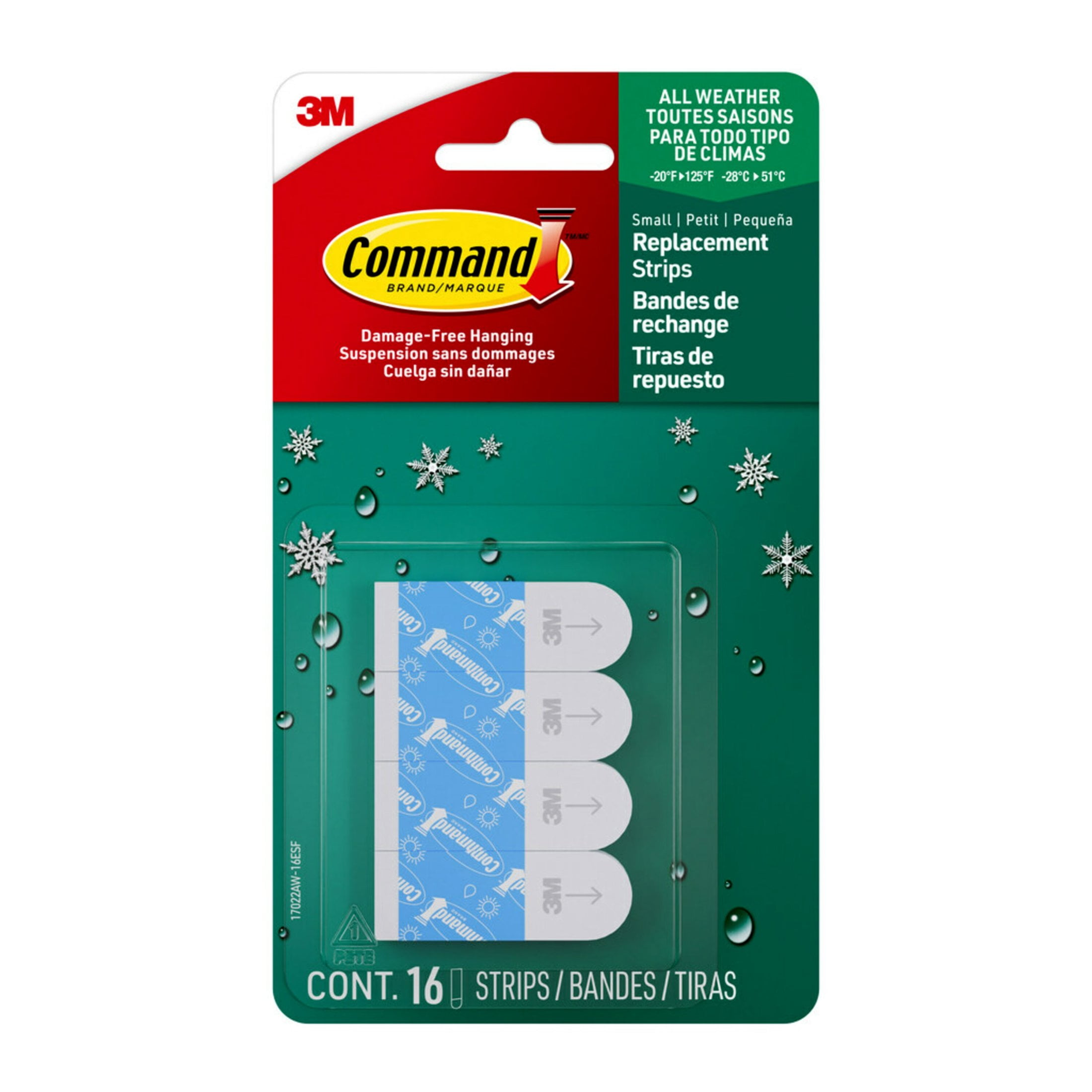 Command Outdoor Foam Strip Refills, Damage-Free Adhesive Strips for Window Hooks (White, Small, 48 Strips Total) t4wog