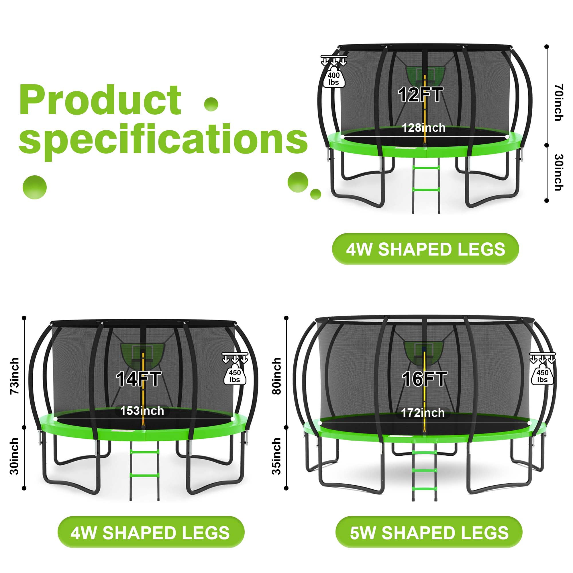 GVDV 16ft Outdoor Recreational Trampoline with Safety Net and Ladder (16ft) j16kx