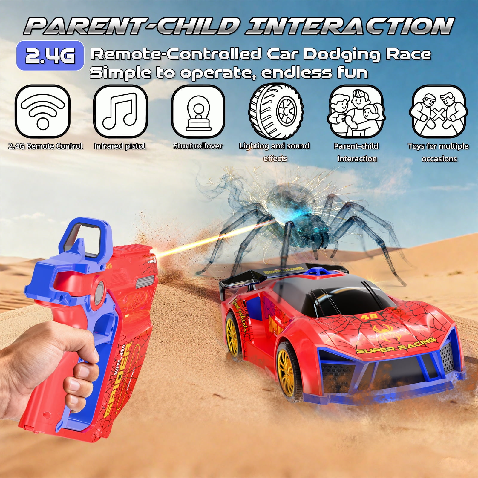 HNZENBW Remote Control Drift Car with Dual Remote Controls and Interactive Infrared Shooting (Red, 6.9 in x 3.5 in x 2.4 in) rd7j7