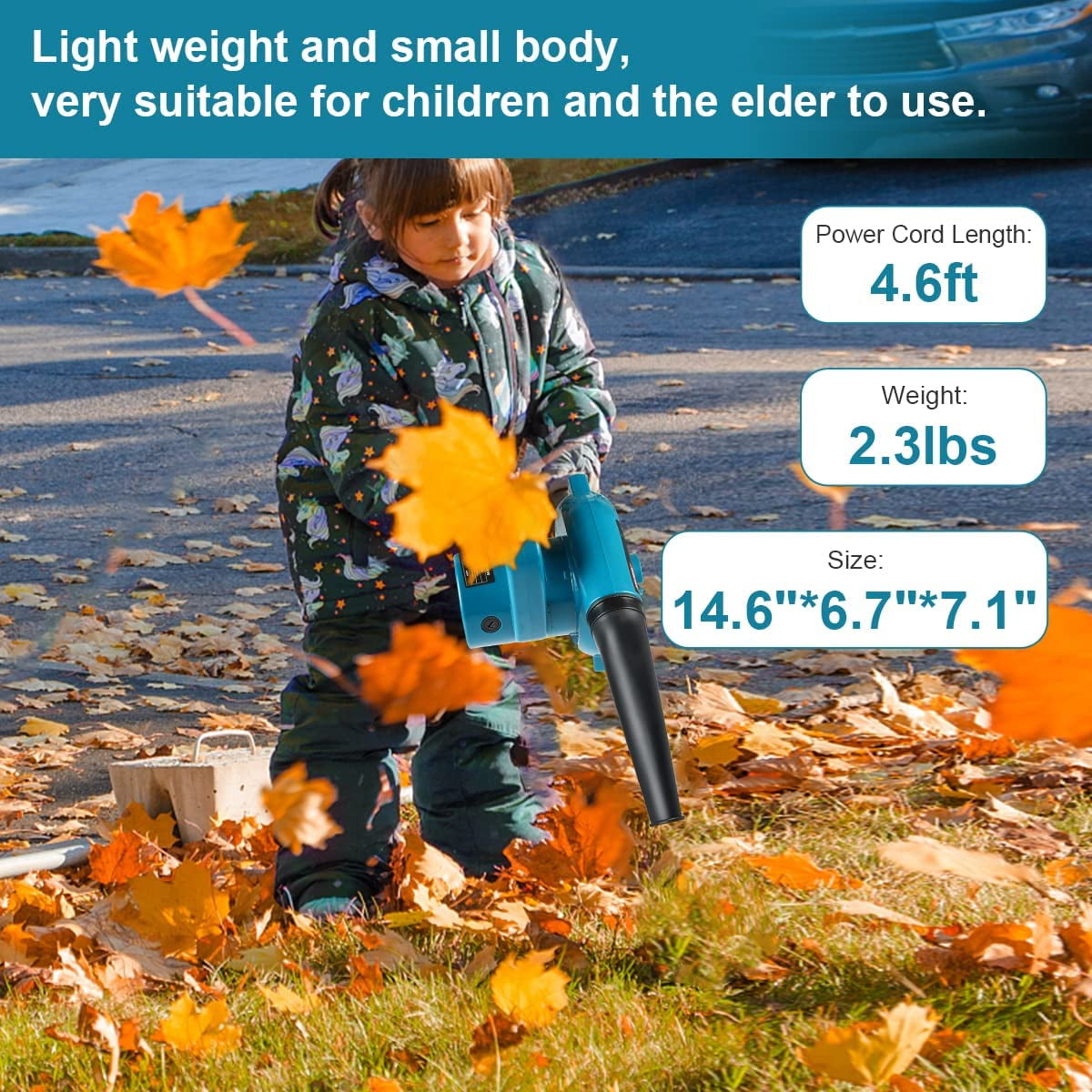 Abeden 2-in-1 Corded Electric Leaf Blower and Vacuum, Lightweight Handheld Sweeper for Garden and Car (Blue, 14.6 in x 6.7 in x 7.1 in) a78t9