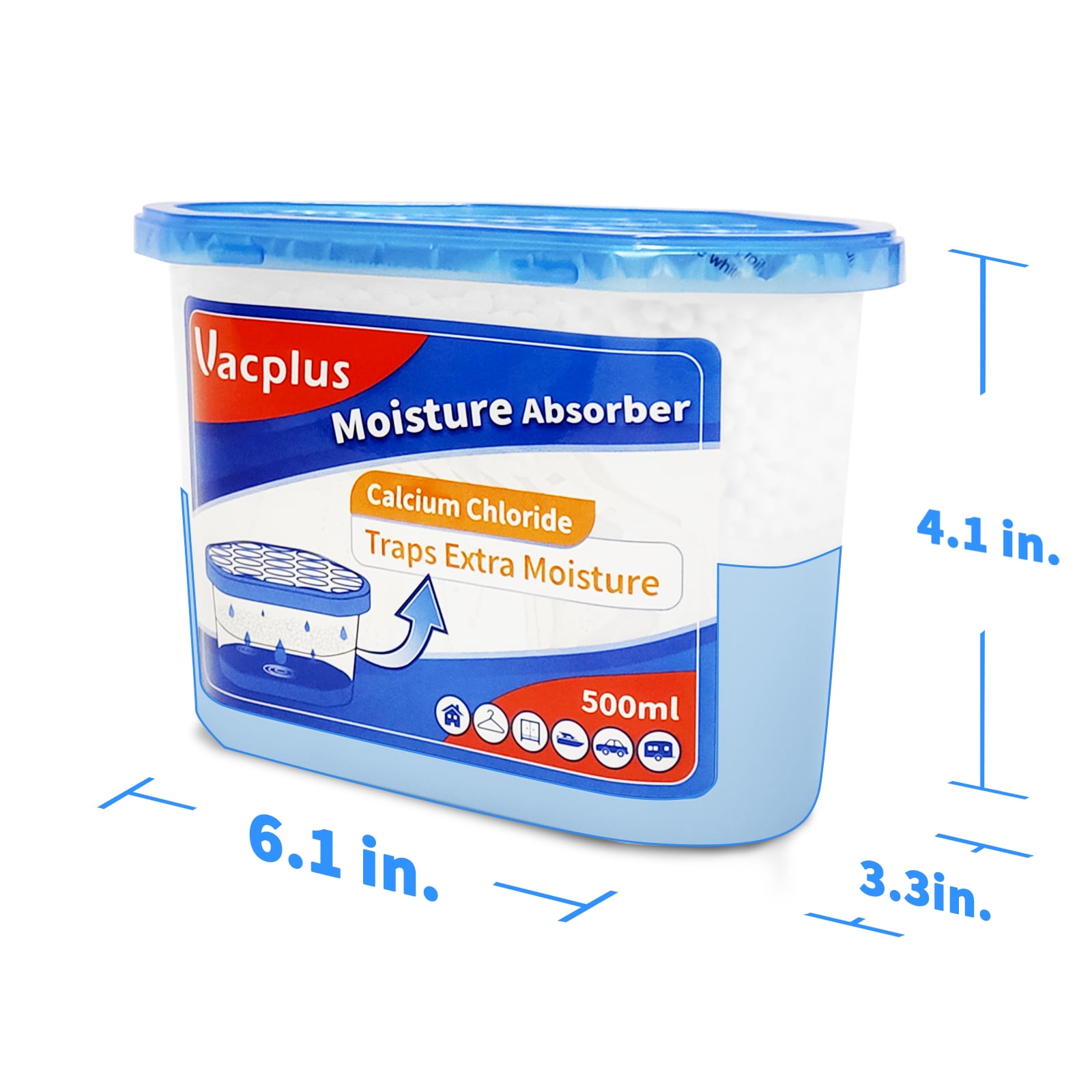 Vacplus Moisture Absorbers, Leakproof Humidity Absorber for Closets and Basements (Fragrance Free, 6 Pack, 10 oz) cag6z