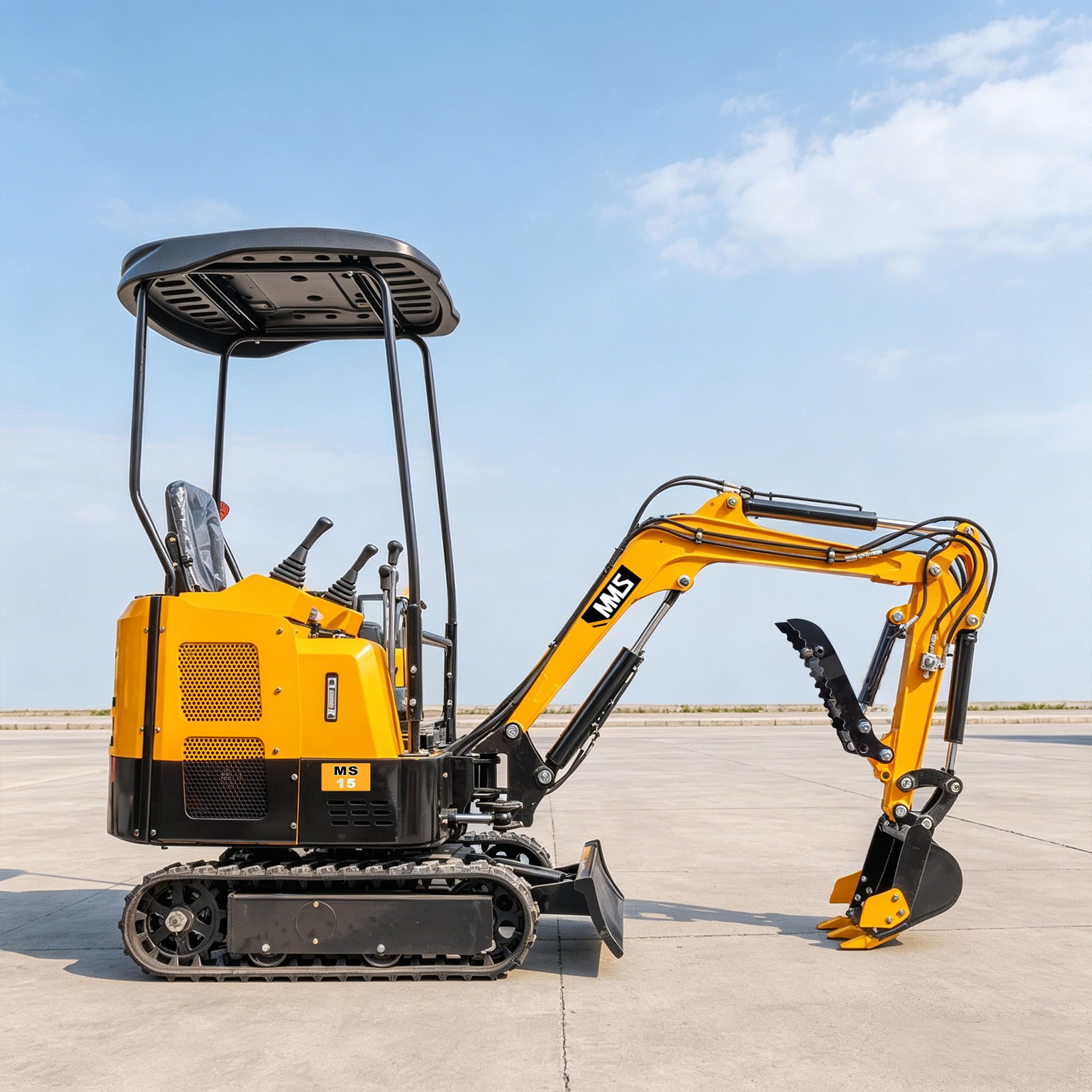 MMS 1.5 Ton Mini Excavator with Swing Boom and Pilot Control (Yellow, 13.5 HP) 3nc0f