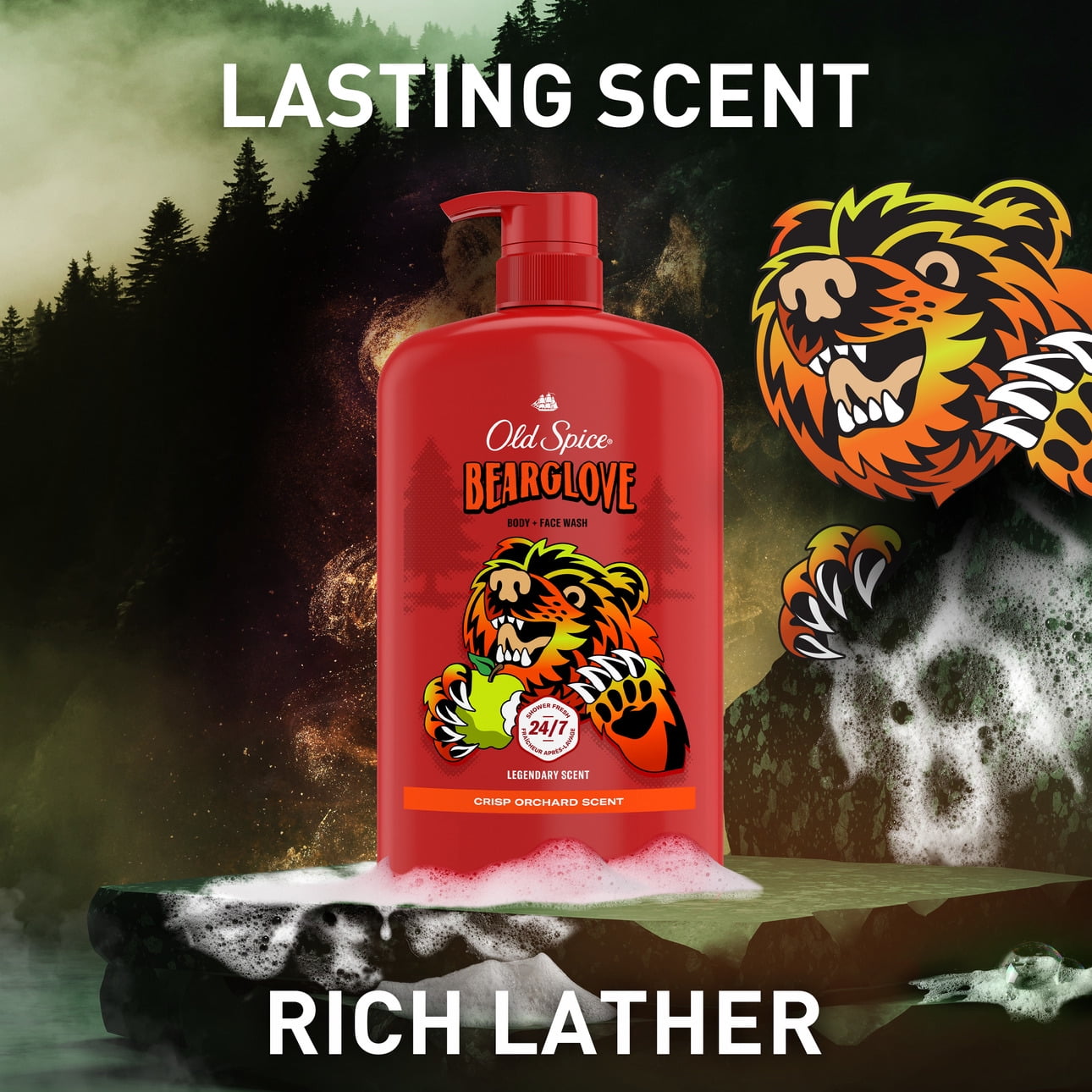 Old Spice Men's Body Wash, Bearglove Scent, Long-Lasting Freshness, 33.4 fl oz hgg96