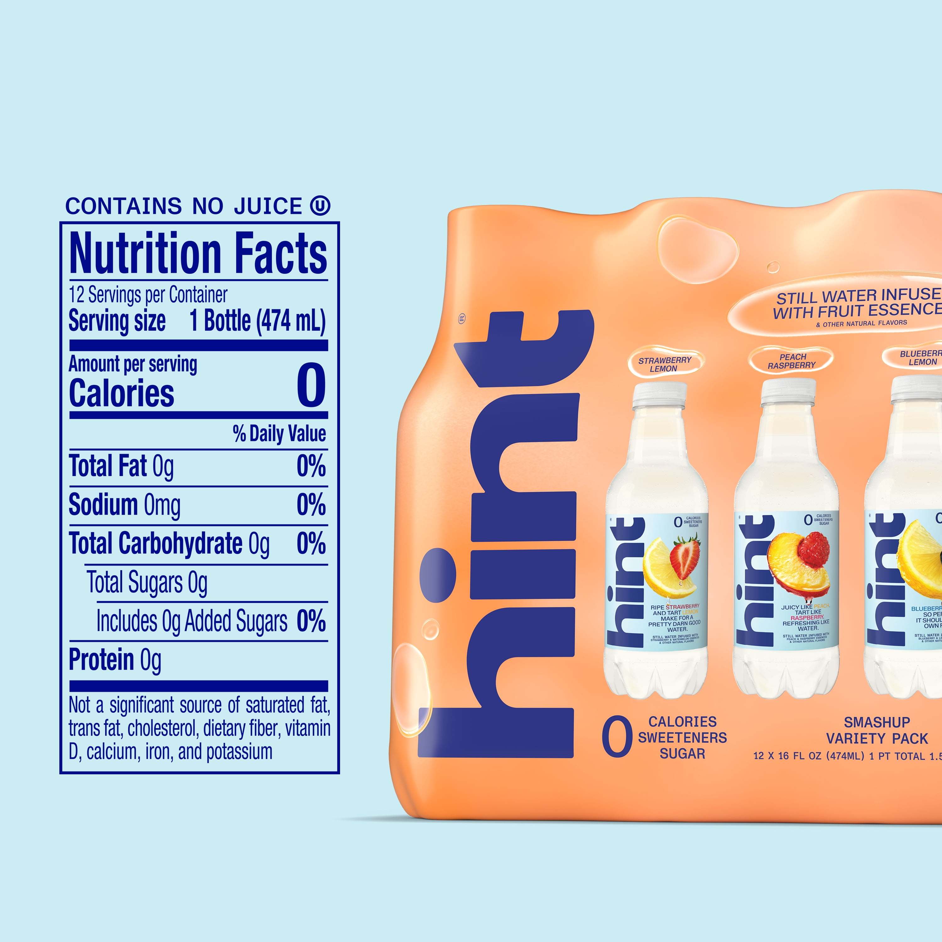 Hint Fruit Infused Still Water Smash-Up Variety Pack (4 Flavors, 16 fl oz, 12 Pack) mwlcg