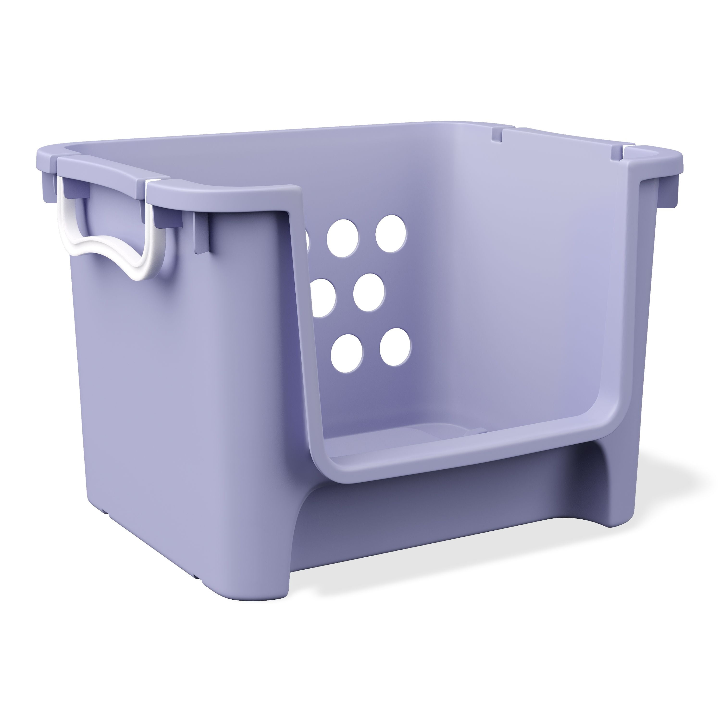 Mainstays Kids Large Stackable Toy Storage Basket with Handles (Purple, 16.5 in x 20.88 in x 13.13 in) hw79s