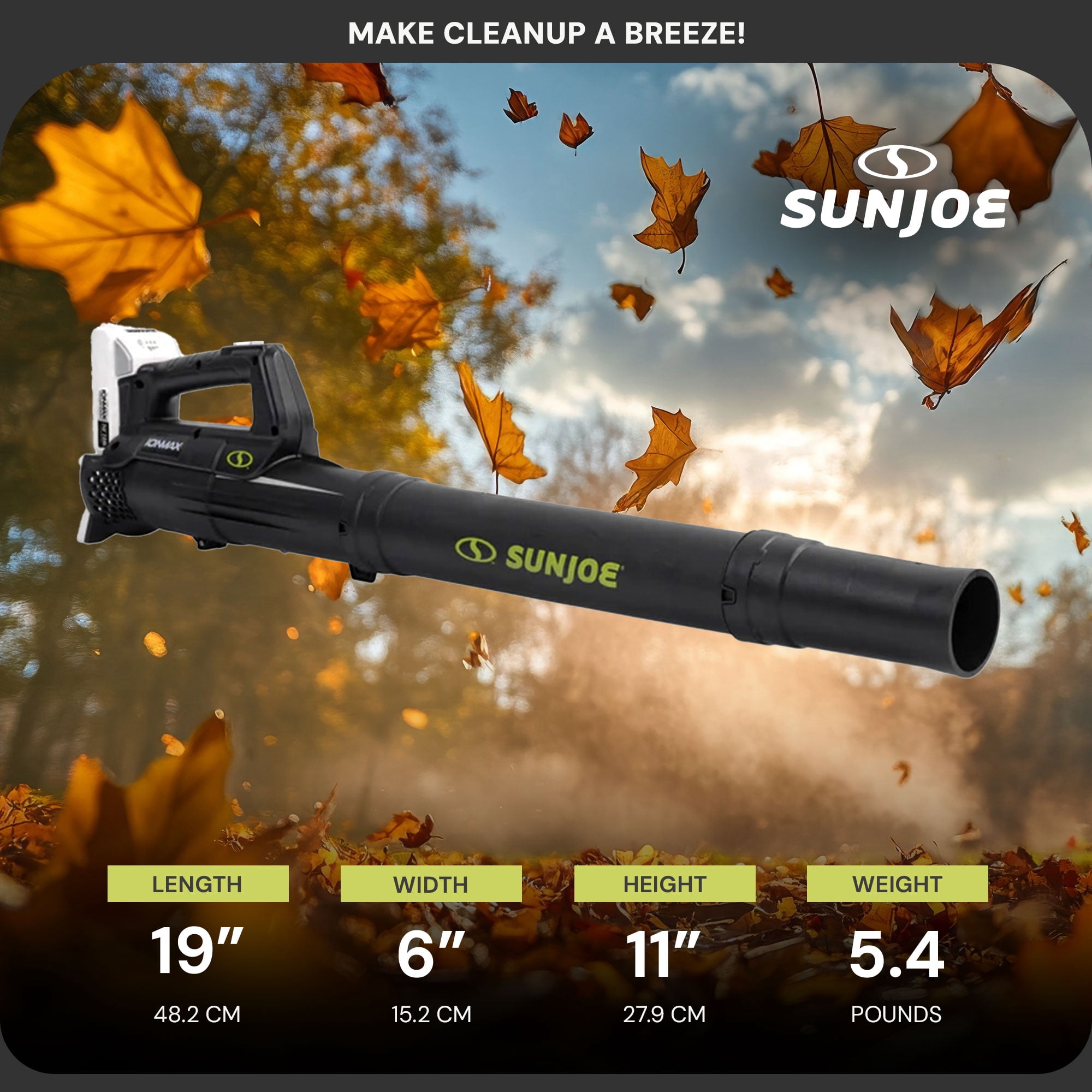 Sun Joe 24V Cordless Jet Leaf Blower, Compact Turbine Design for Yard Cleanup (Black, 5.4 lb) xc75h