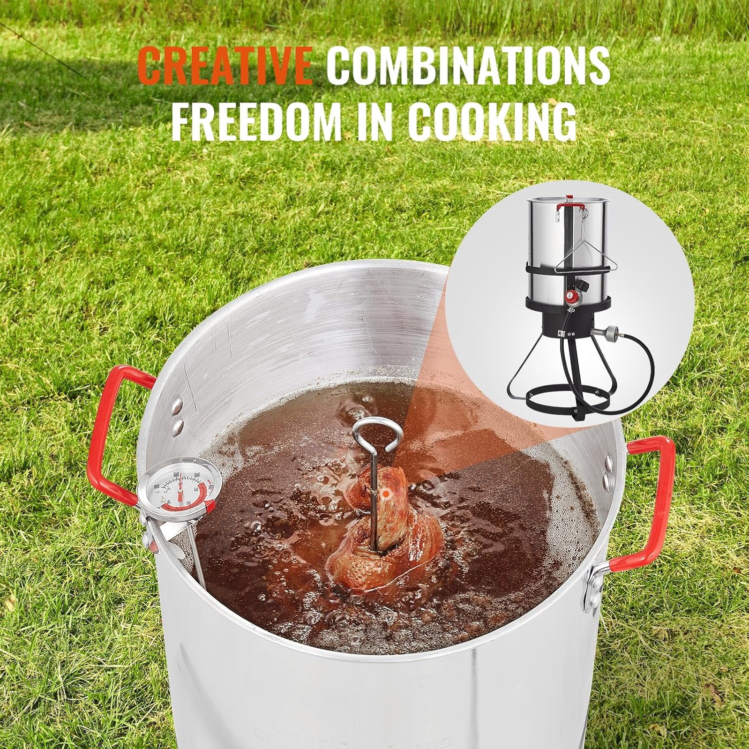 Generic Outdoor Aluminum Seafood Boiling Kit and Turkey Fryer with 54000 BTU Propane Burner (30 qt) 6a1n6