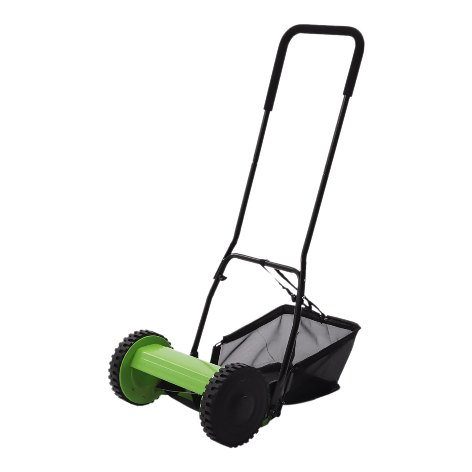 Generic Manual Lawn Mower Push Reel Grass Cutter with Adjustable Height and Collection Bag (Green, 12 in) lfryg