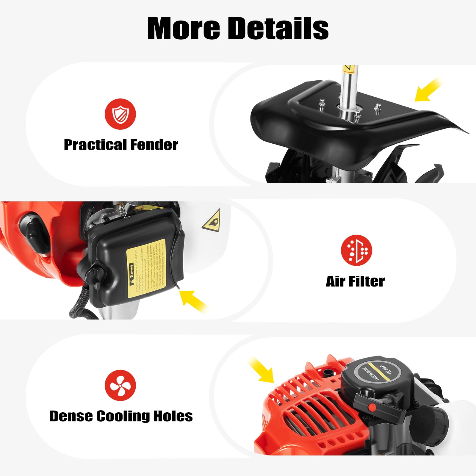 FOGGBET 51.7cc 2-Stroke Gas Powered Mini Tiller Cultivator for Garden and Farm (9 in Width) dgu79