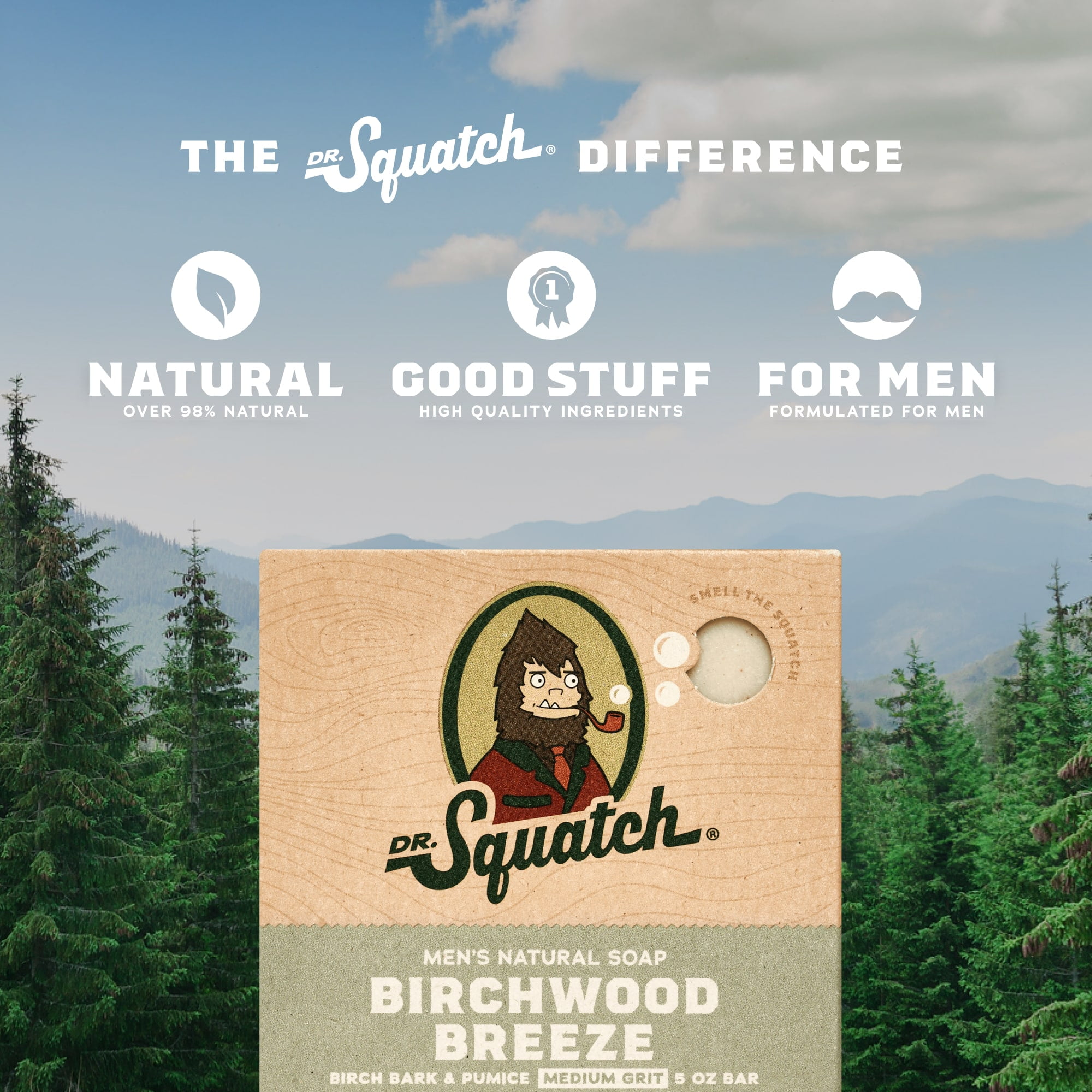 Dr. Squatch Men's Natural Bar Soap, Birchwood Breeze Scented Exfoliating Body Wash (5 oz) sidv9