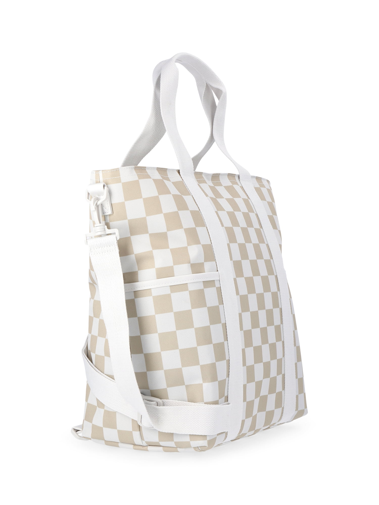 No Boundaries Women's Insulated Beach Tote Bag (Tan Checker, 16 in x 19.5 in x 7 in) 3j3yo