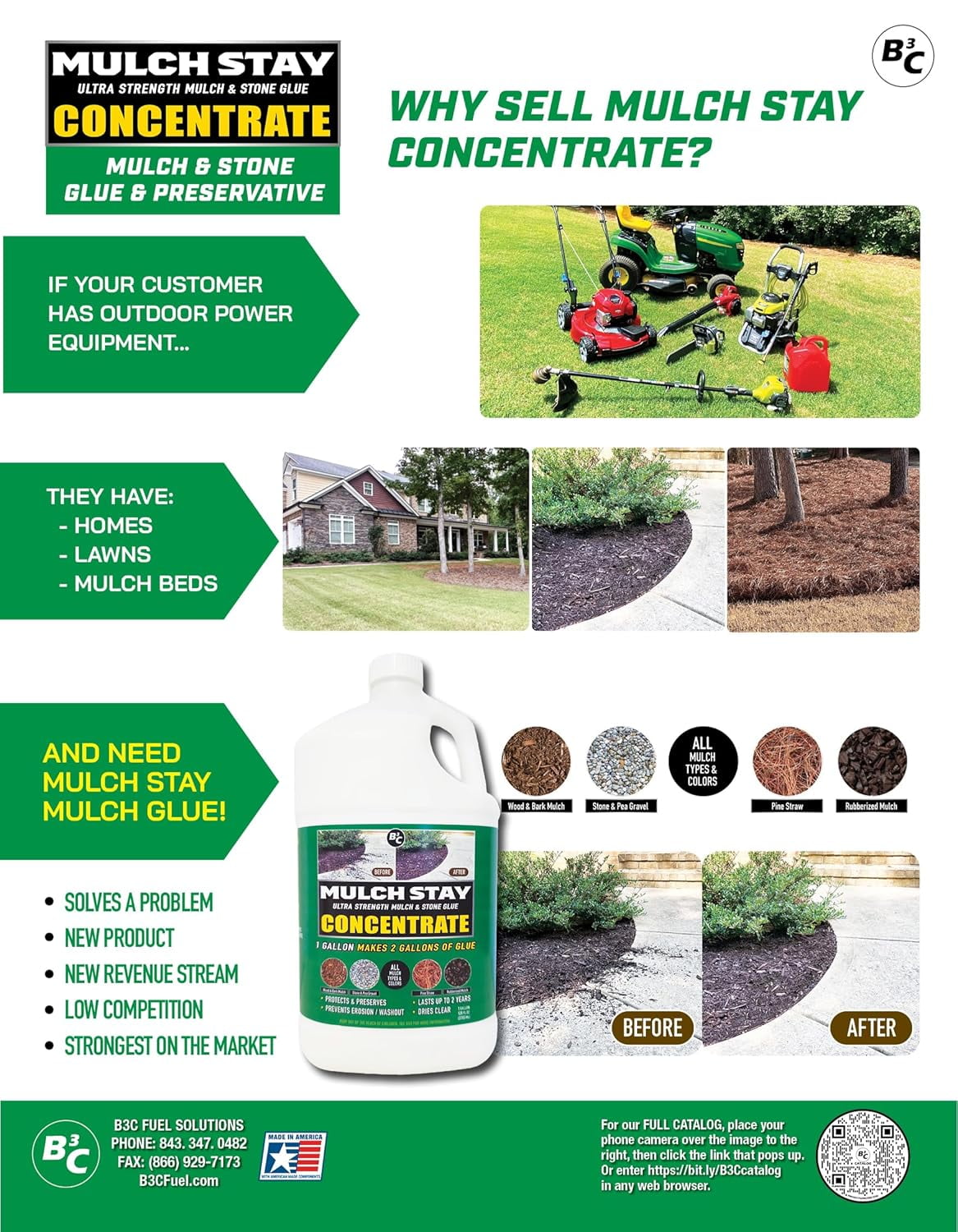 B3C Fuel Solutions Mulch Stay Ultra Strength Landscaping Glue Concentrate (Clear, 128 fl oz) x3haf