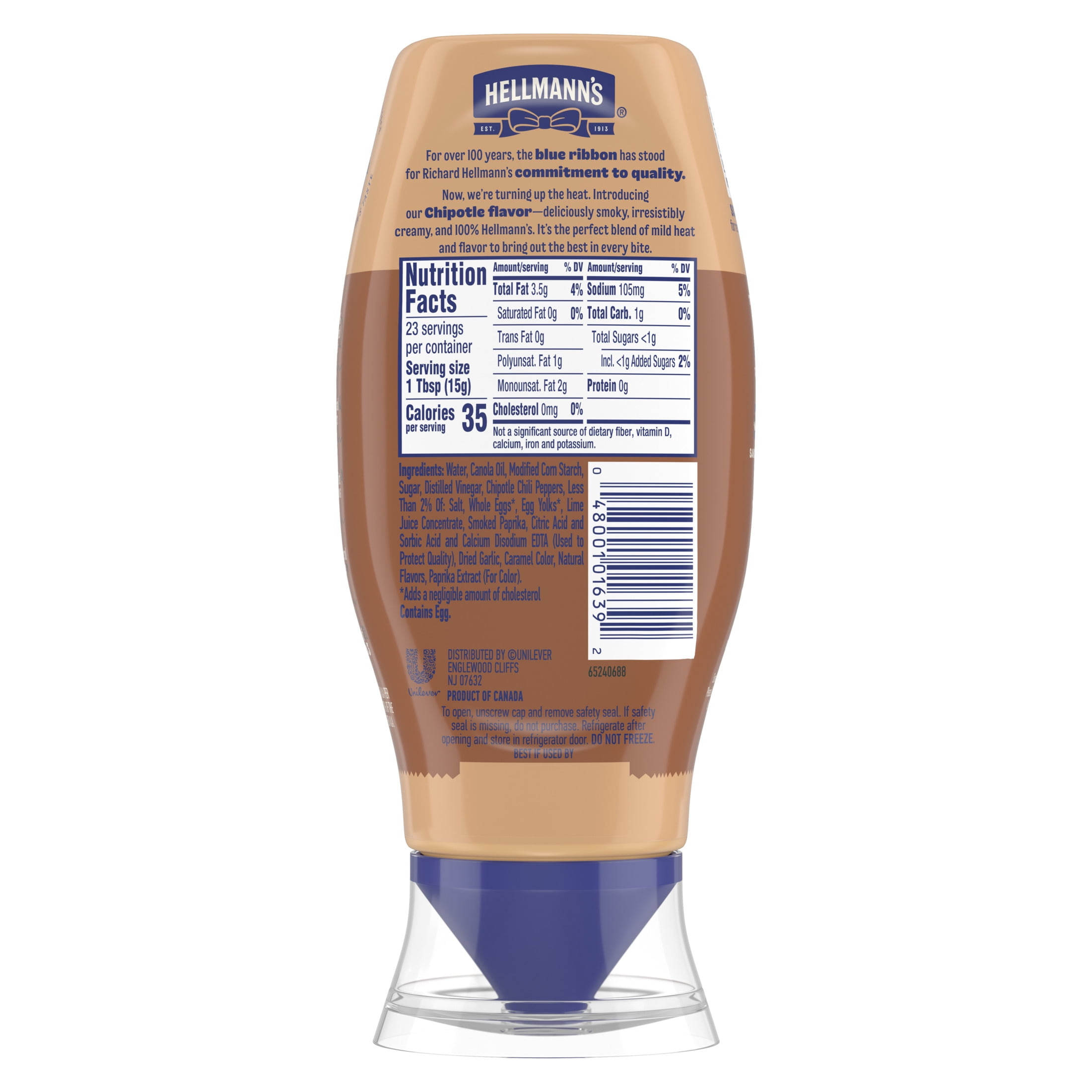 Hellmann's Mild Chipotle Mayonnaise Dressing, Smoky Flavor Sauce (11.5 fl oz) 2f9wr