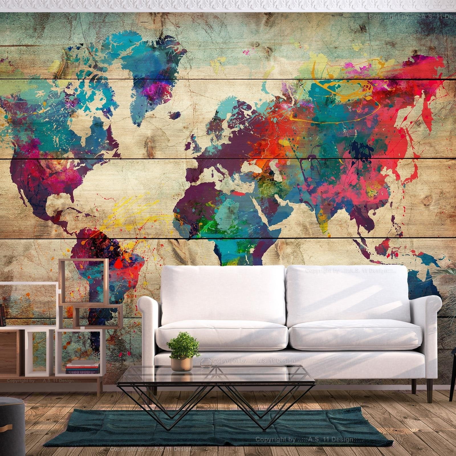 Tiptophomedecor Peel and Stick World Map Wall Mural (Multicolor, 24 in x 36 in) upg2z