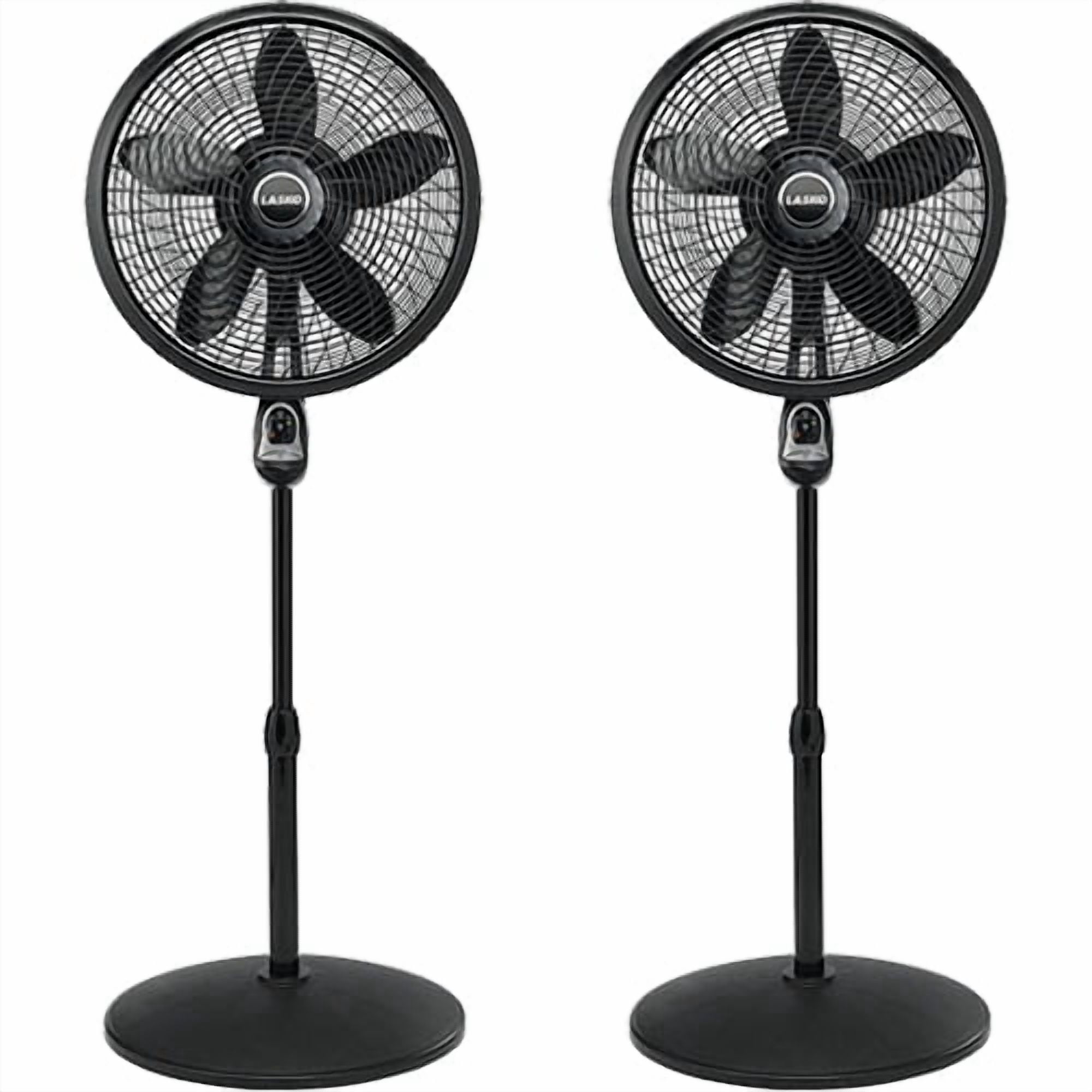 Lasko Cyclone Oscillating Pedestal Fan with Remote, Adjustable Height, Quiet Cooling (Black, 2-Pack, 18 in) piiu3