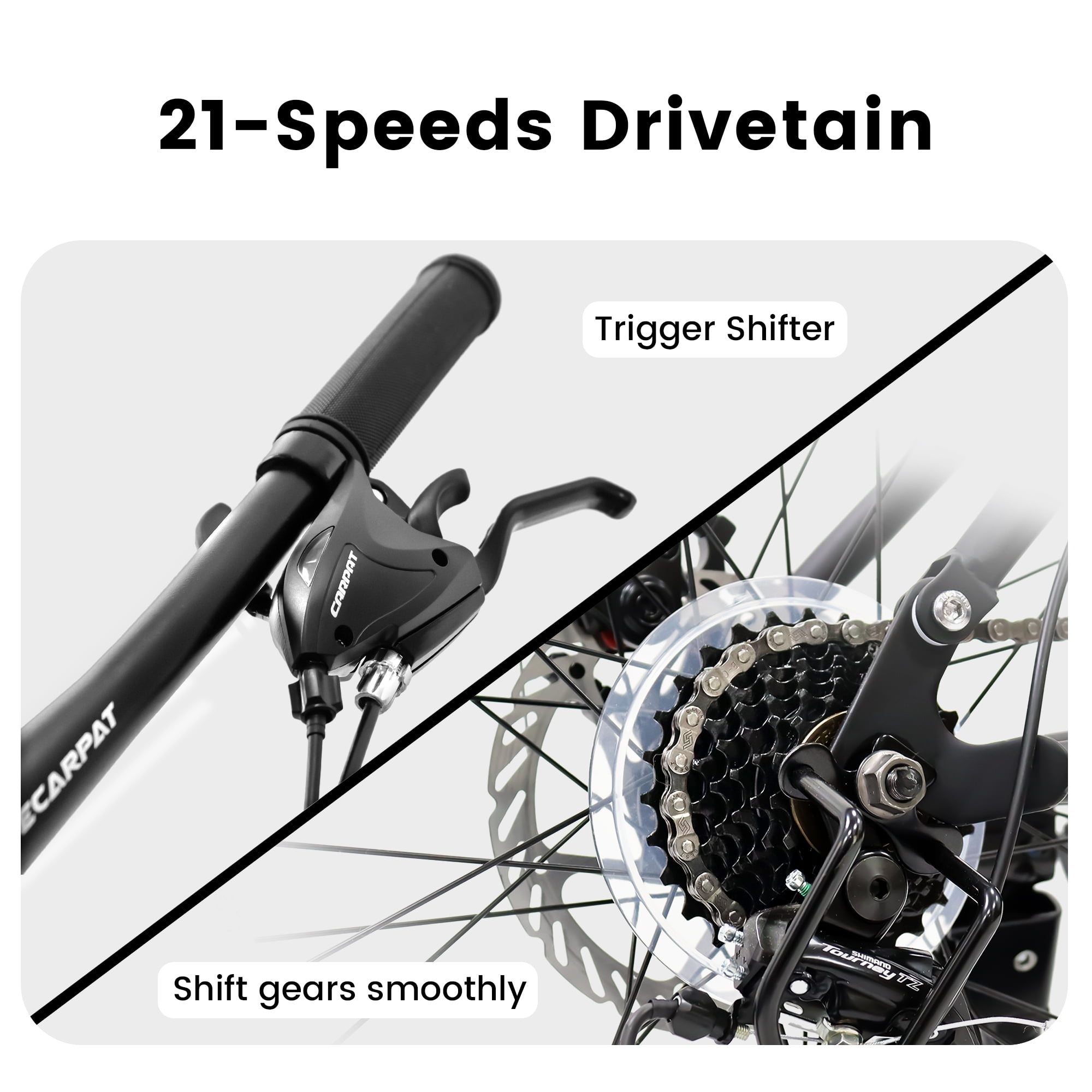 Juuar 26 in Mountain Bike, 21-Speed Full Suspension MTB with Dual Disc Brakes (Gray, 26 in) la065