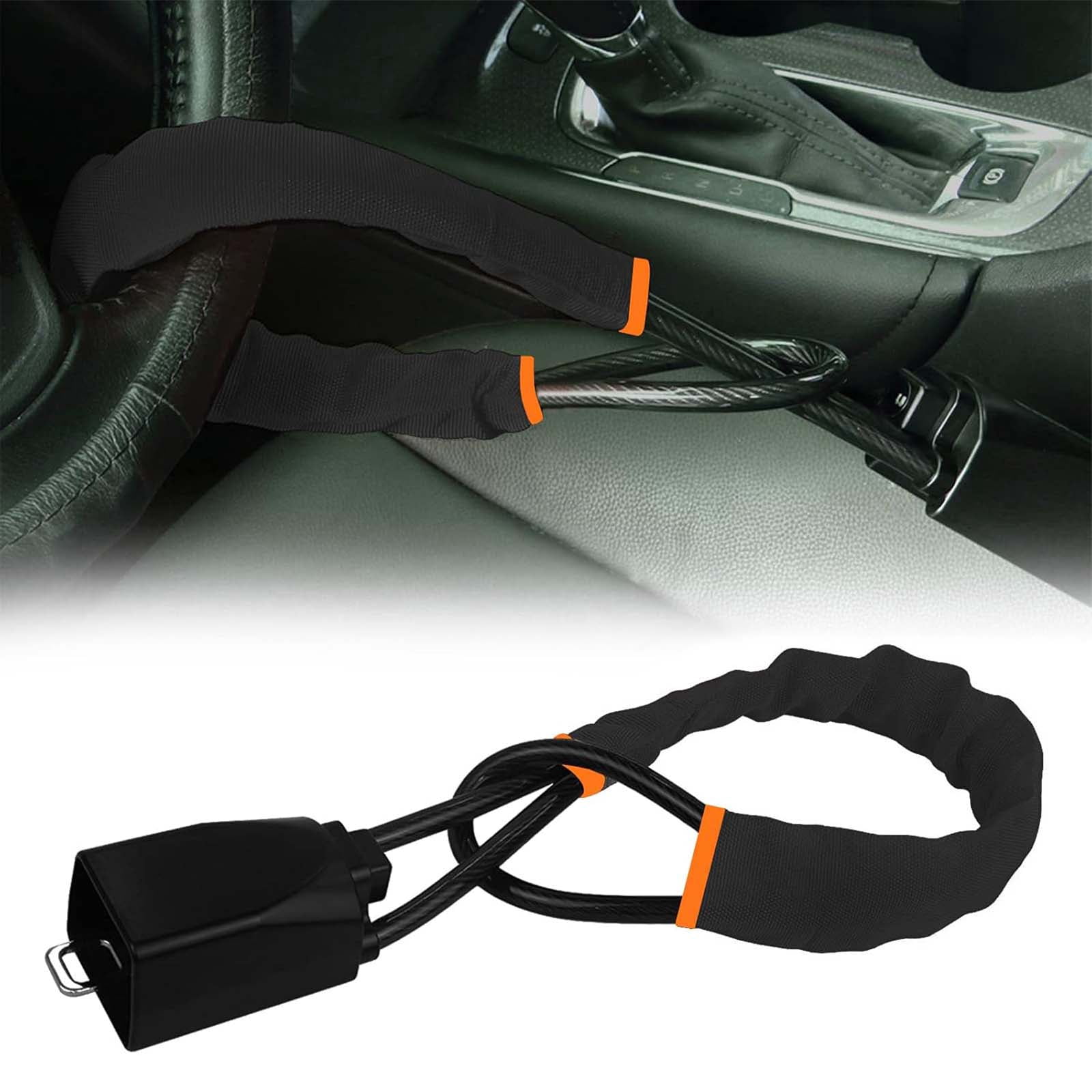 HYEASTR Car Steering Wheel Lock and Seat Belt Anti-Theft Security Device (17 in) p9hzq