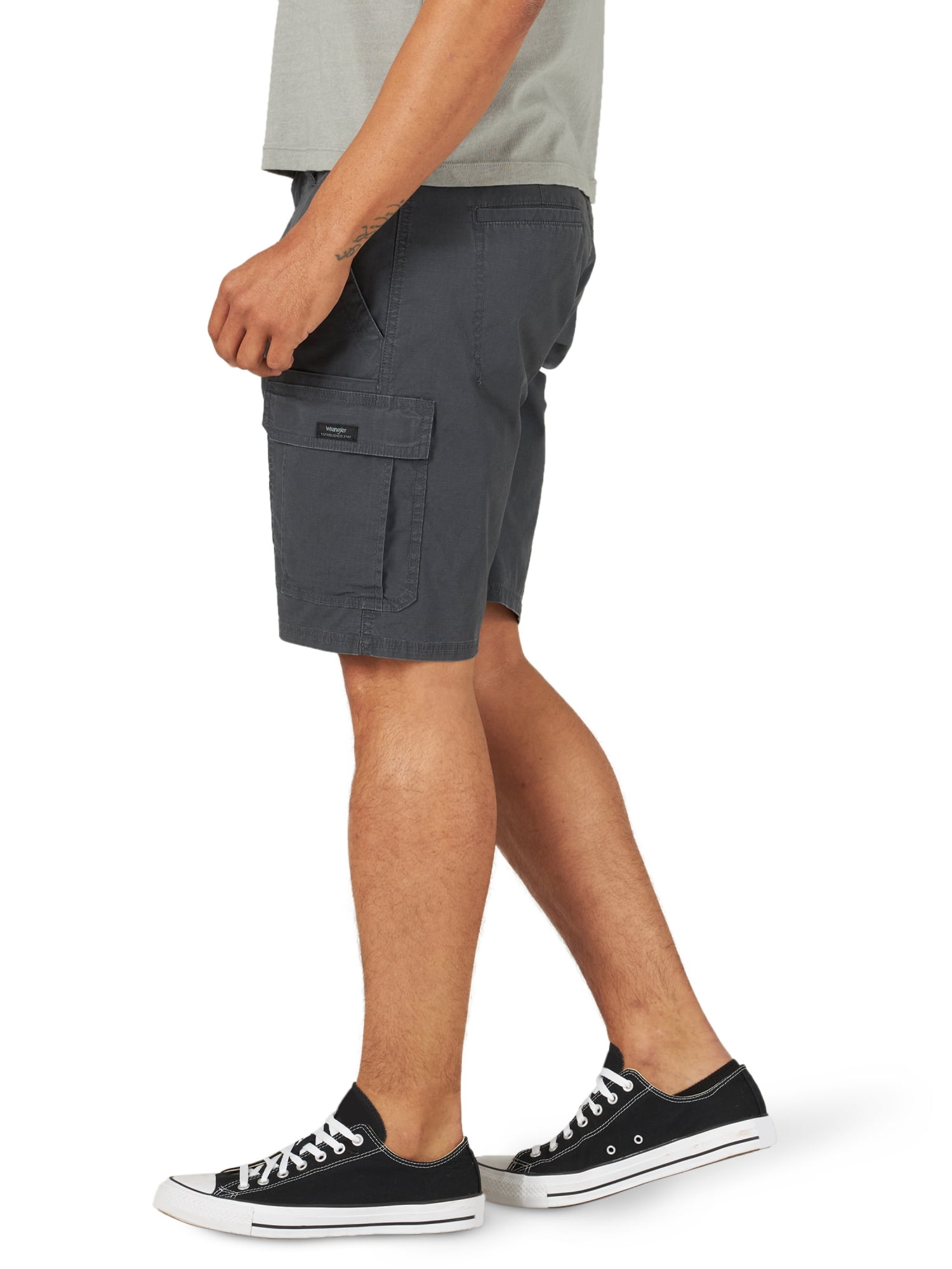 Wrangler Men's Stretch Cargo Shorts Durable Flex Fit Utility Pockets (Black, 10 in Inseam) 466m8